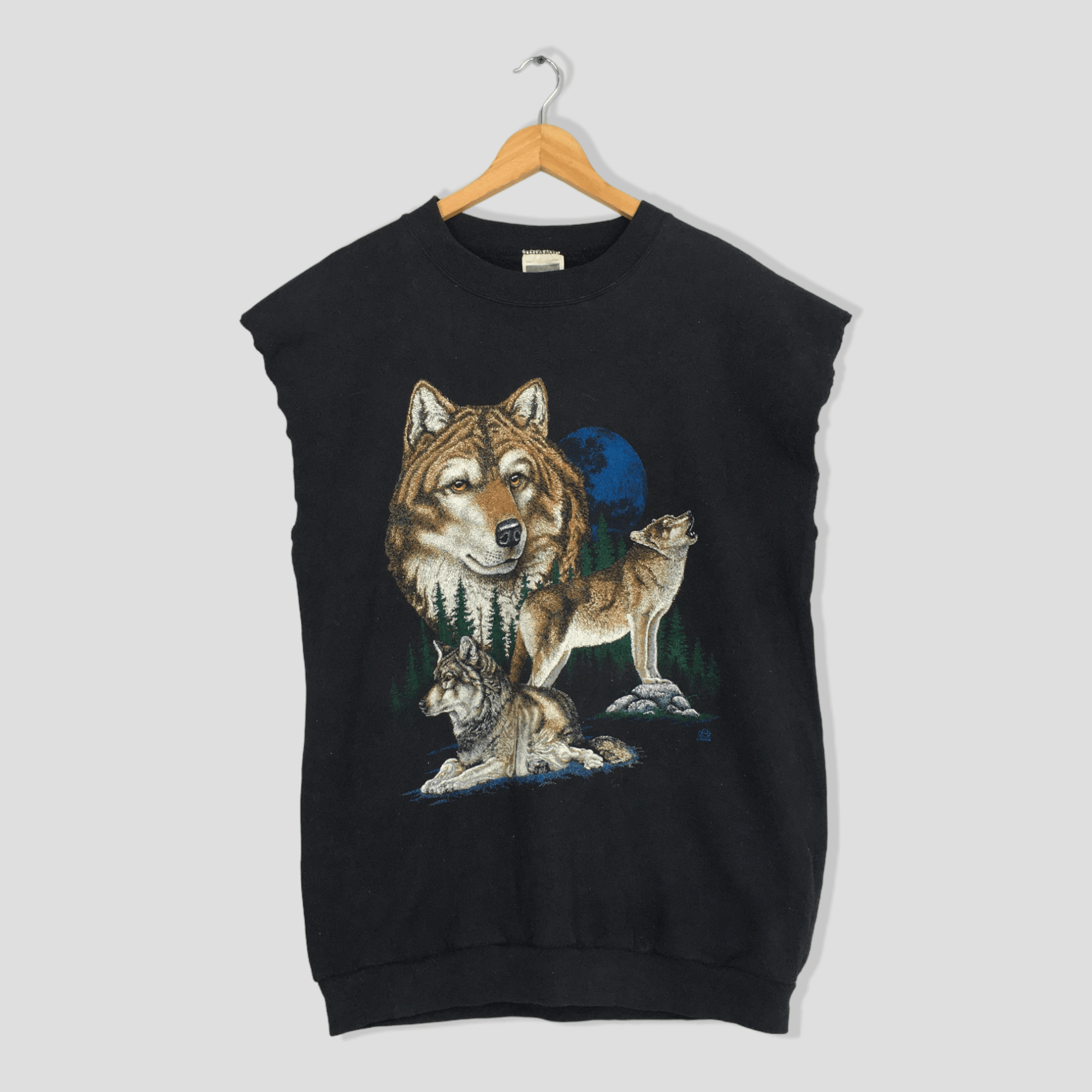 Habitat × Vintage Vintage The Wolf Hunter Wildlife Sleeveless Sweatshirt XL Size US XL / EU 56 / 4 - 1 Thumbnail