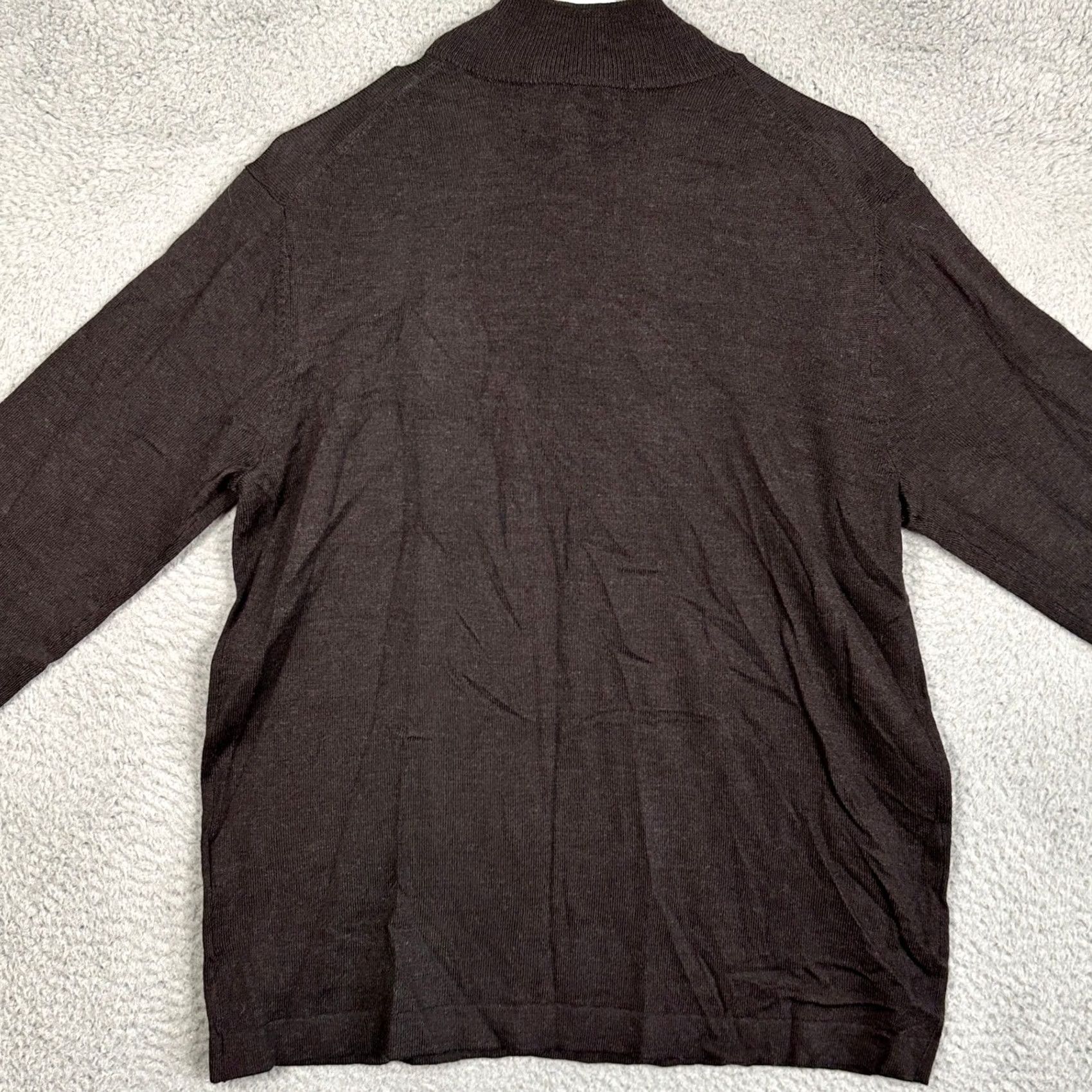 Joseph Abboud Joseph Abboud Mens Large Dark Brown Quarter Zip Sweater 100% Merion Wool Size US L / EU 52-54 / 3 - 3 Thumbnail