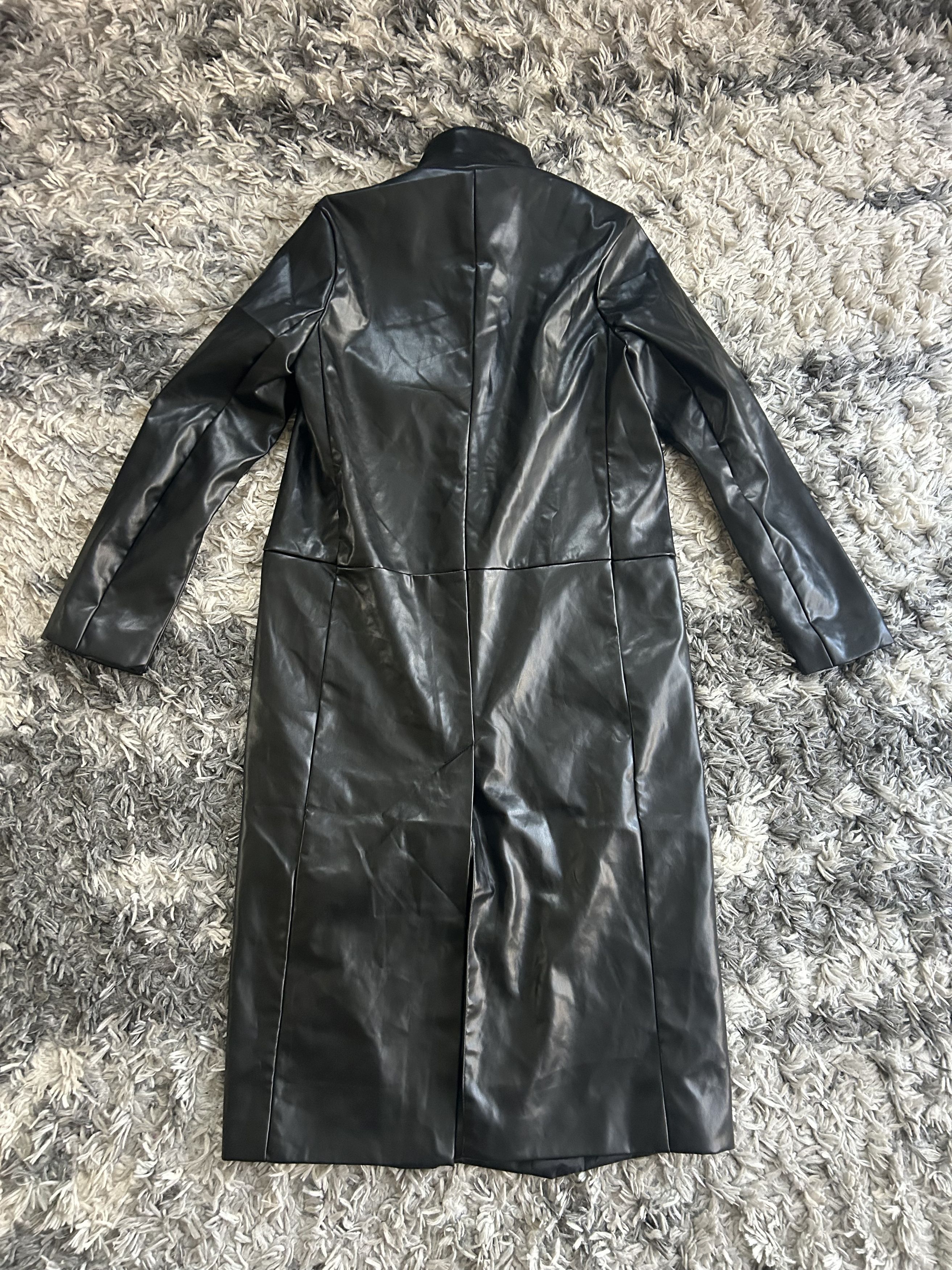 Zara Faux Leather Trench Coat Size L / US 10 / IT 46 - 2 Thumbnail
