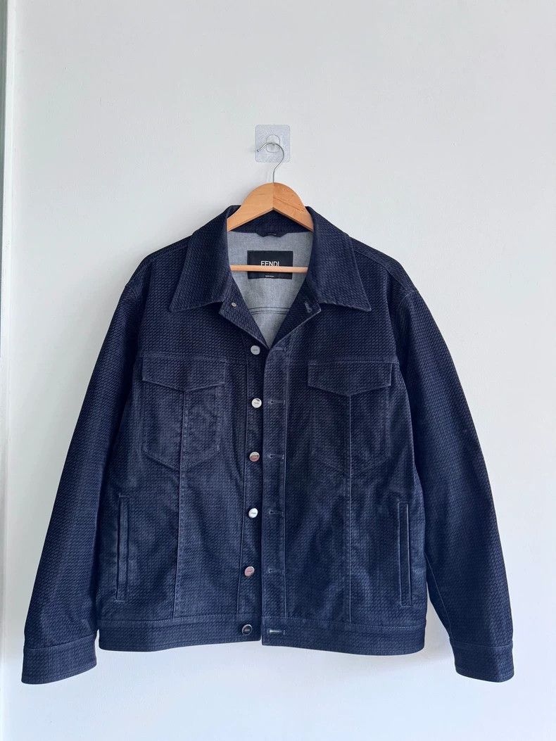 Fendi Fendi Men's miniature FF plush pattern denim jacket Size US M / EU 48-50 / 2 - 1 Thumbnail