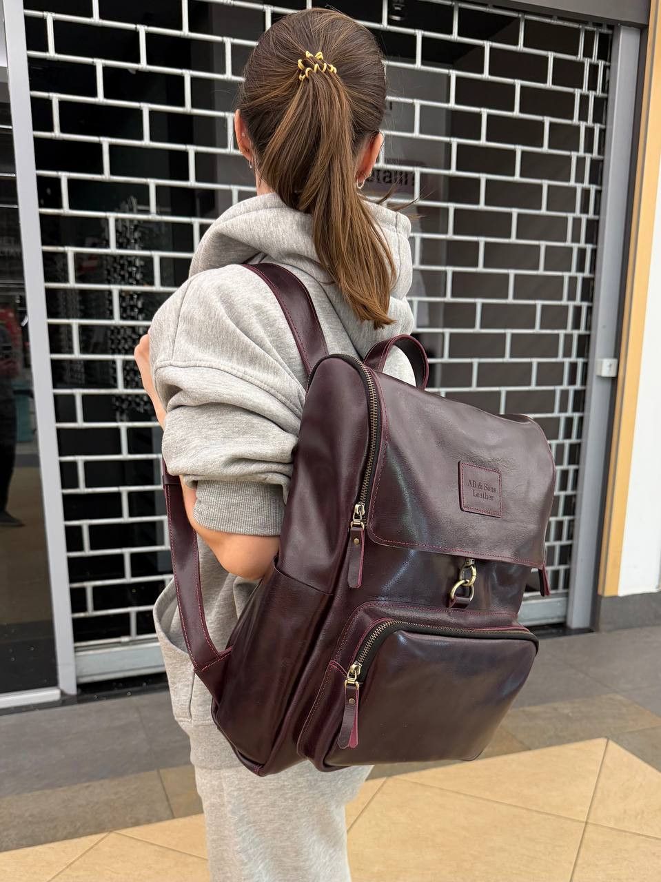 Handmade Leather backpack. Laptop backpack. Genuine Shiny leather Size ONE SIZE - 1 Thumbnail