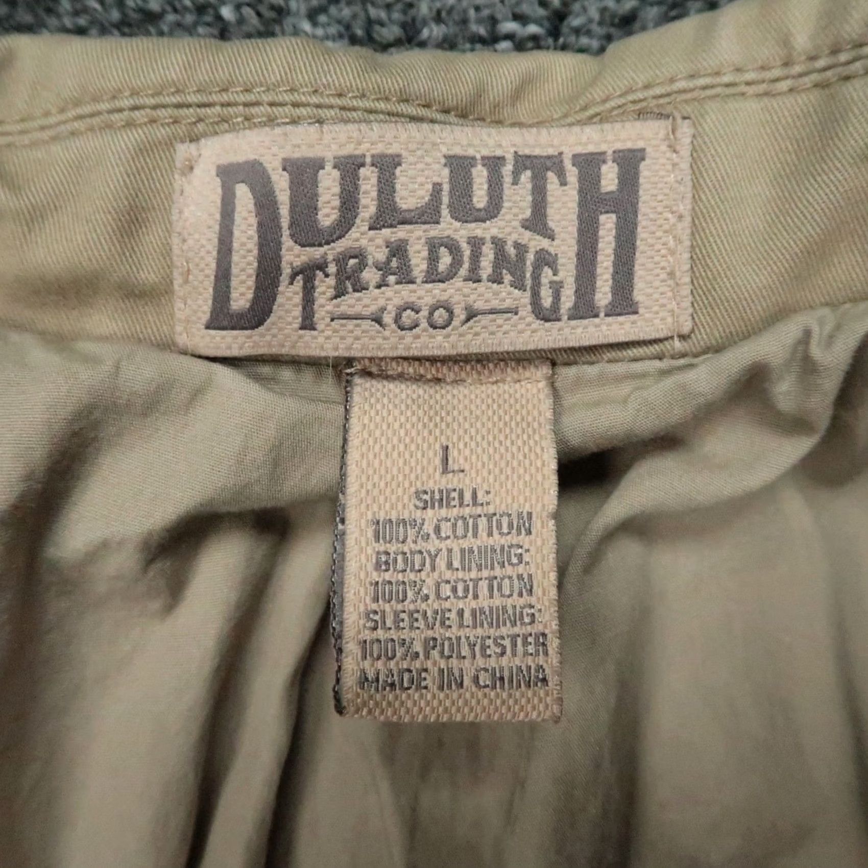 CO Duluth Blazer Mens L Beige Cotton Lined Mid-Length Button Pocketed Casual Workwear 90s Style Mens Size 42R - 2 Thumbnail