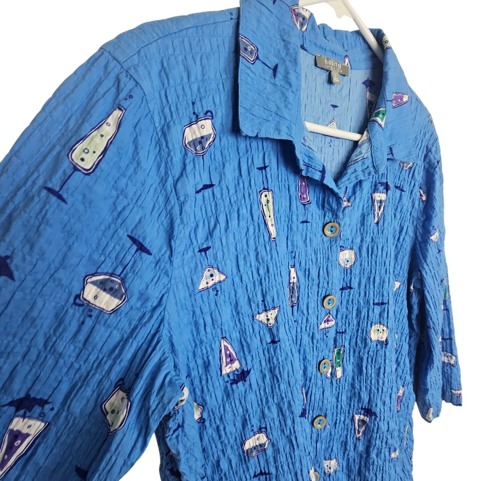 Habitat Habitat Womens Wine Print Artsy Seersucker Crinkle Top Sz S Size S / US 4 / IT 40 - 5 Thumbnail