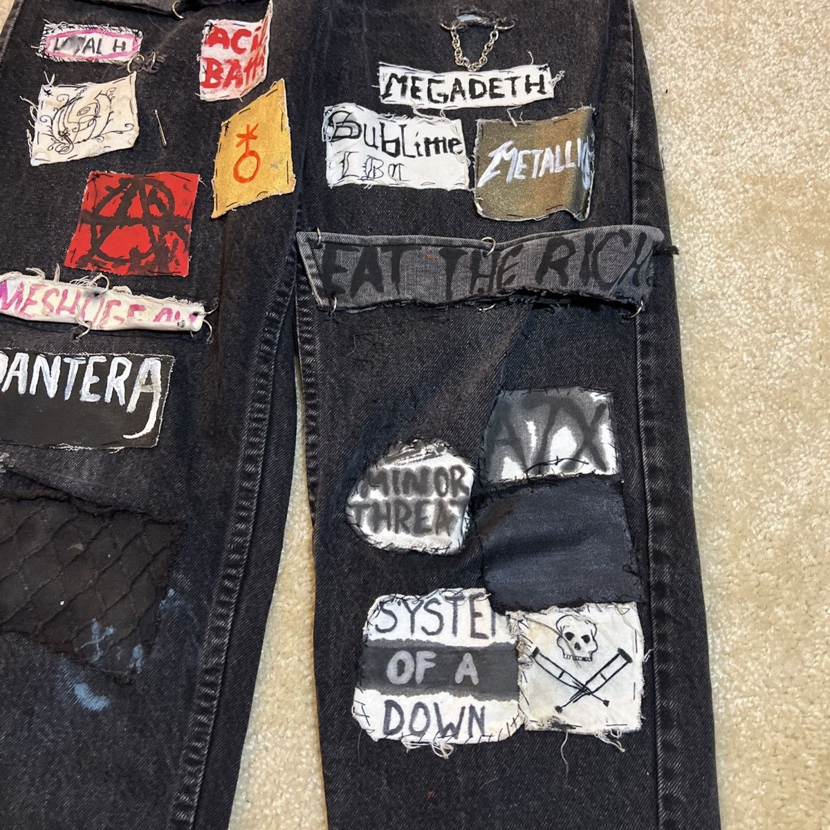 Levi's Vintage Clothing Vintage 550 Levi Strauss Custom Handmade Black Denim Punk Size US 32 / EU 48 - 8 Thumbnail