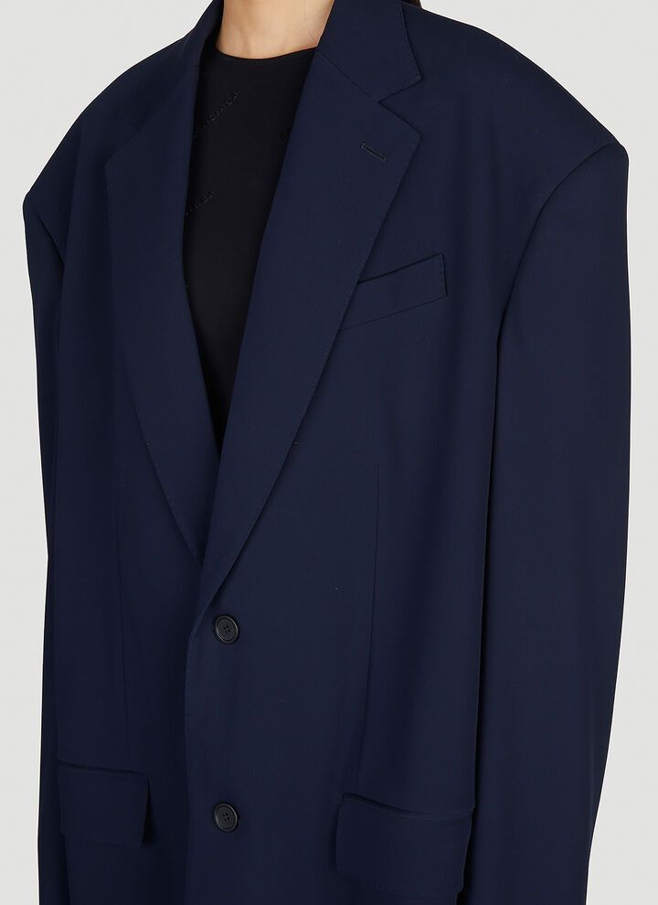 Balenciaga o1in1g1024 Oversized Jacket in Navy Blue Size L / US 10 / IT 46 - 7 Thumbnail