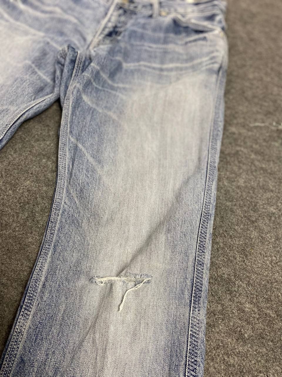 Japanese Brand blue way triple stitch nice faded distressed denim Size US 34 / EU 50 - 8 Thumbnail