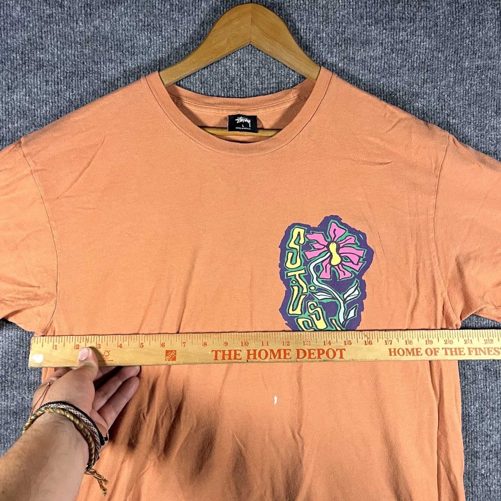 Logo 7 VINTAGE Stussy T-Shirt Shirt Mens Large Logo Flower Graphic Orange 90s Streetwear Mens Size US L / EU 52-54 / 3 - 6 Thumbnail