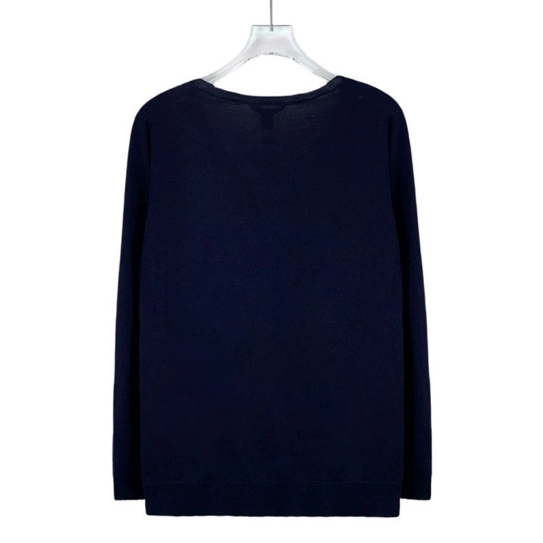 Louis Vuitton Louis Vuitton Navy Blue V-Neck Wool Long-Sleeve Sweater Size US XL / EU 56 / 4 - 2 Thumbnail