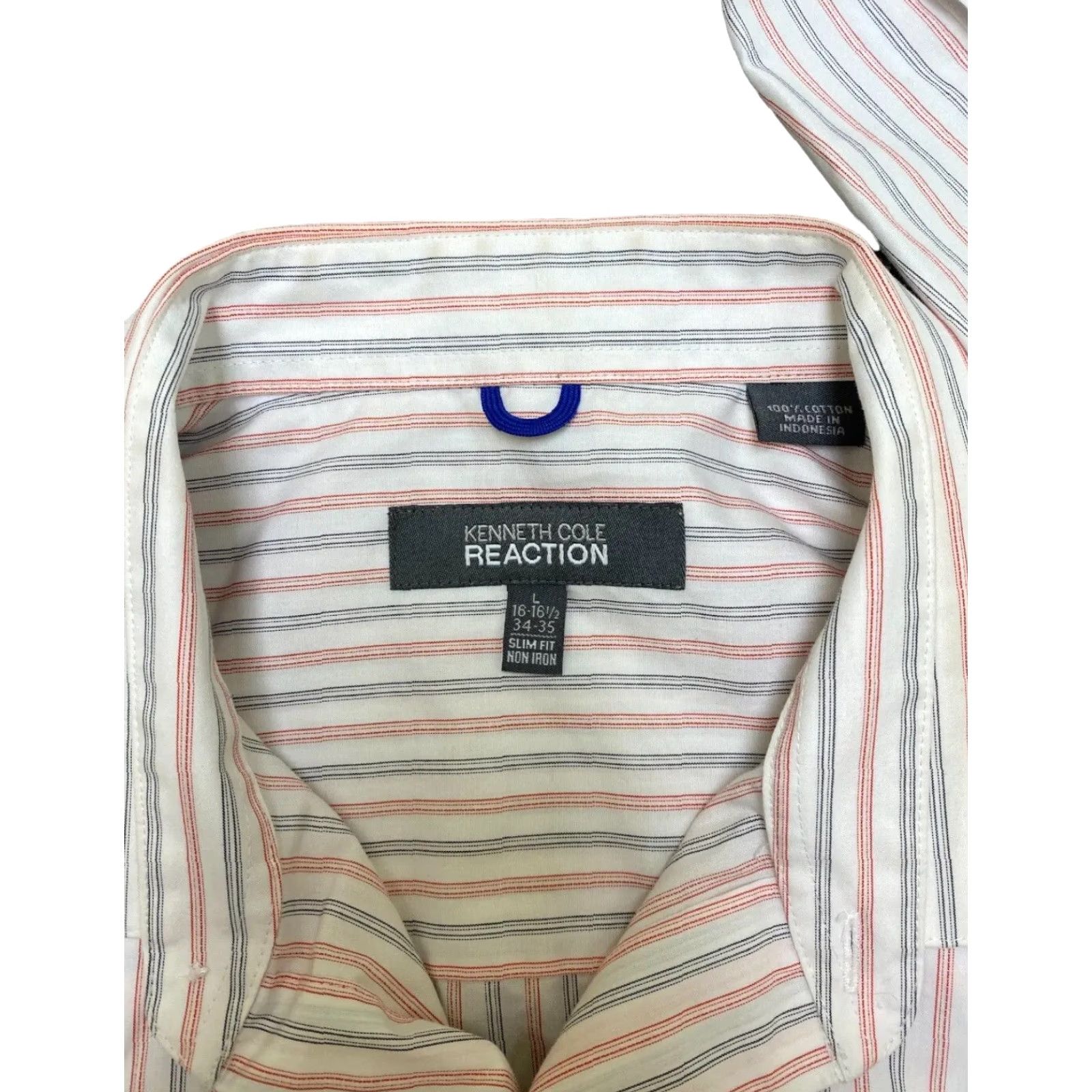 Kenneth Cole VINTAGE Kenneth Cole Men's Button-Up Shirt Striped Red White Blue Slim Large Size US L / EU 52-54 / 3 - 2 Thumbnail