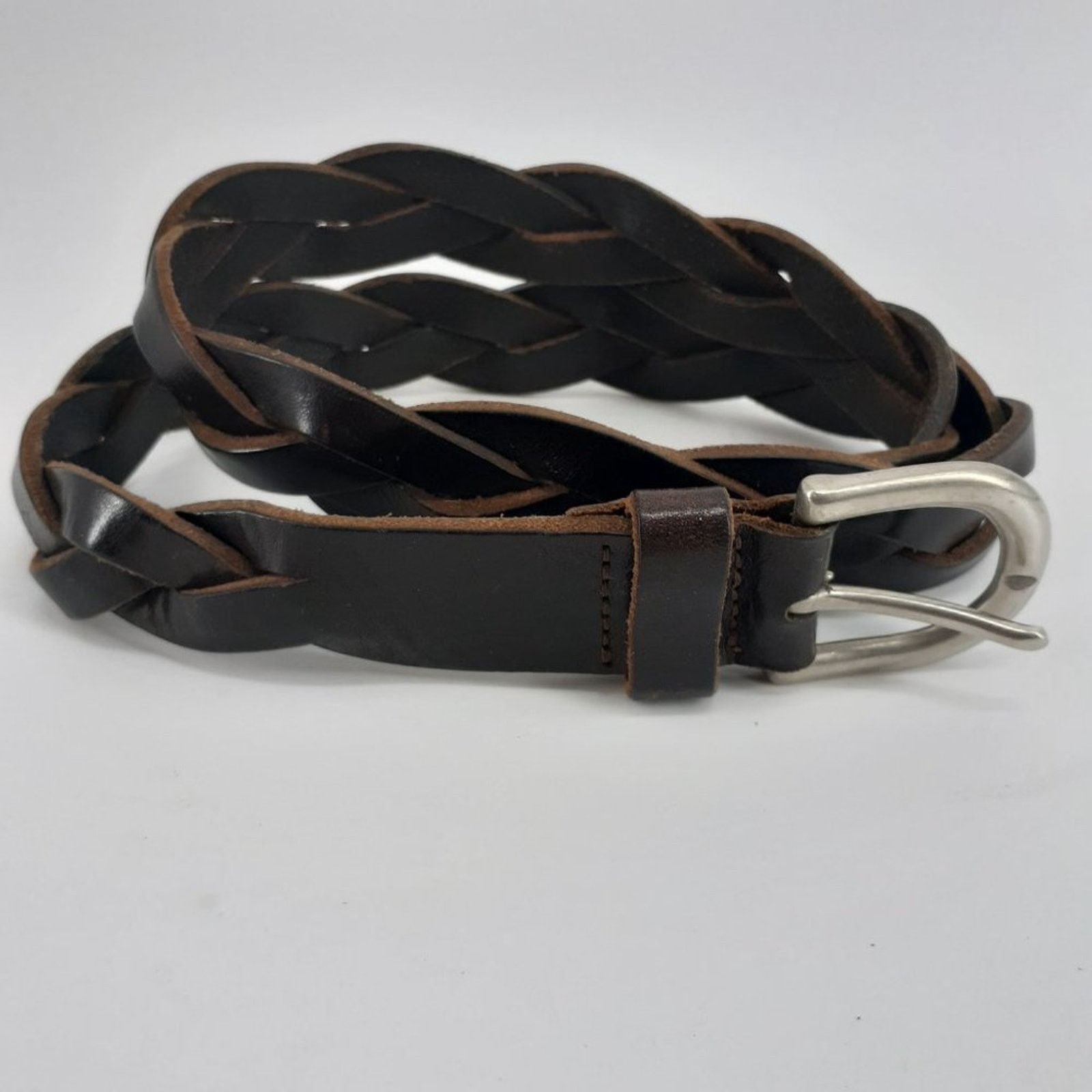 Eddie Bauer Eddie Bauer Women's Braided Dark Brown Leather Belt M Size ONE SIZE - 6 Thumbnail