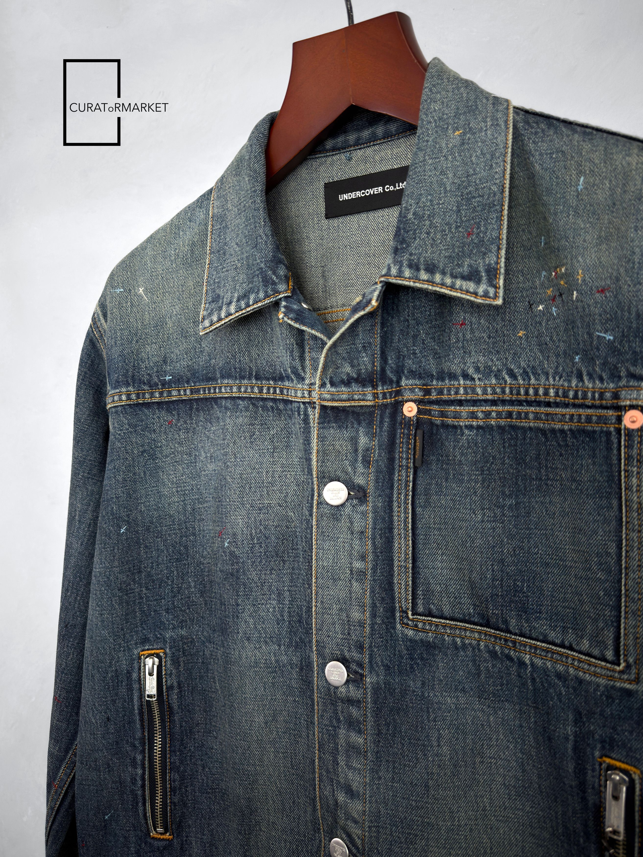 Undercover Cross Stitched Embroidered Indigo Cropped Denim Jacket FW24 Size US M / EU 48-50 / 2 - 2 Thumbnail