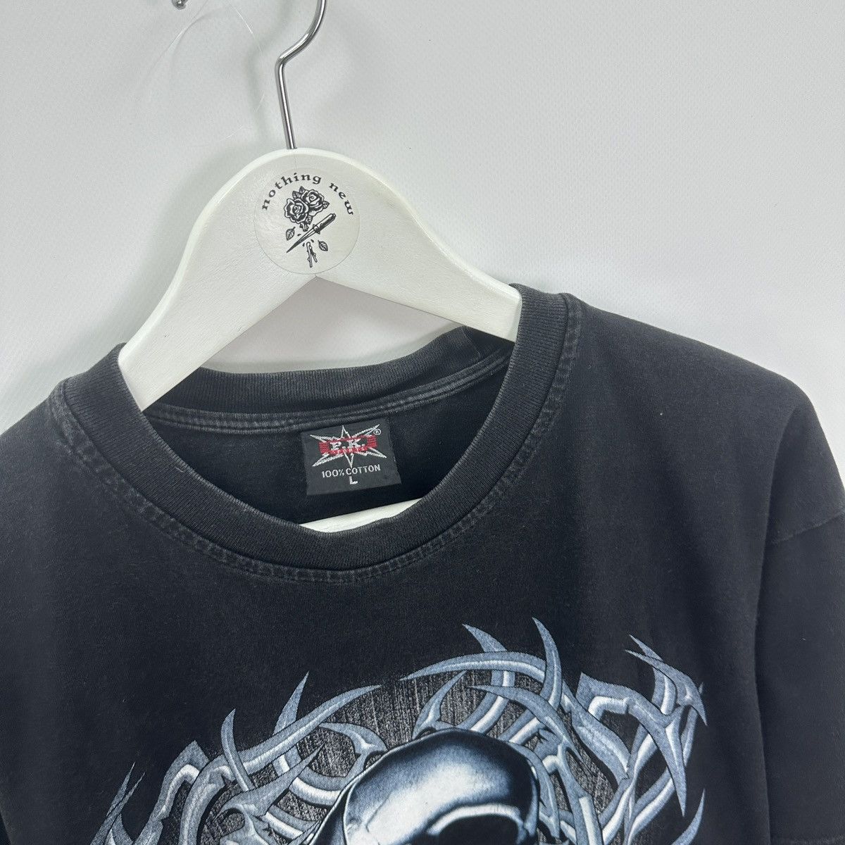 Vintage Vintage 90s Washed Skull Print aop tee hype y2k skeleton og Size US L / EU 52-54 / 3 - 5 Thumbnail