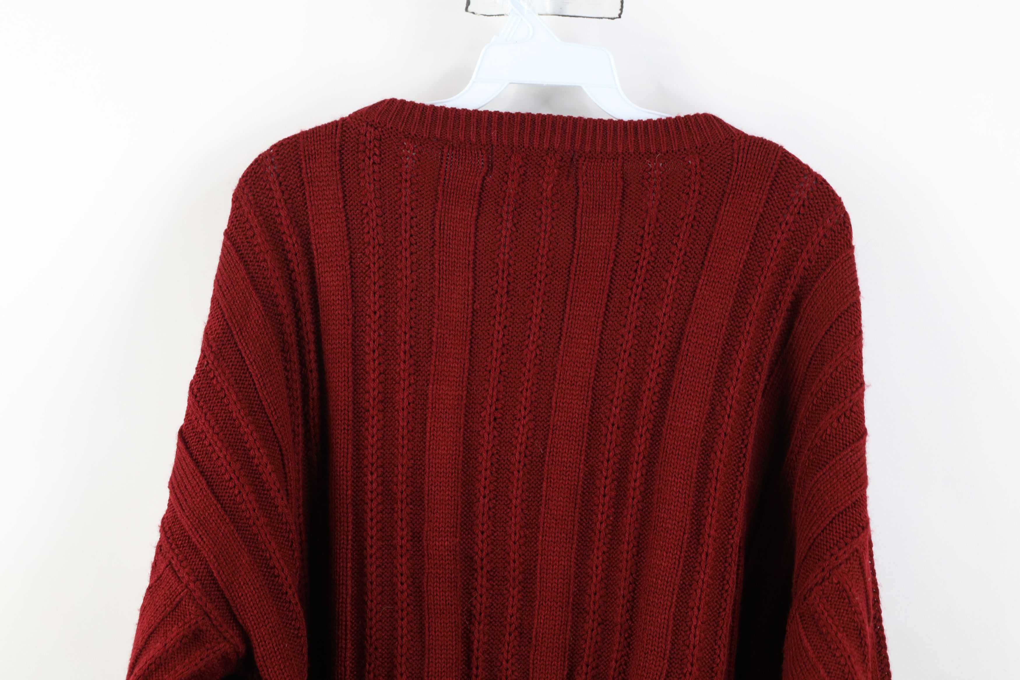 Vintage Vintage 90s Streetwear Cable Knit Crewneck Sweater Red Size US XL / EU 56 / 4 - 9 Thumbnail
