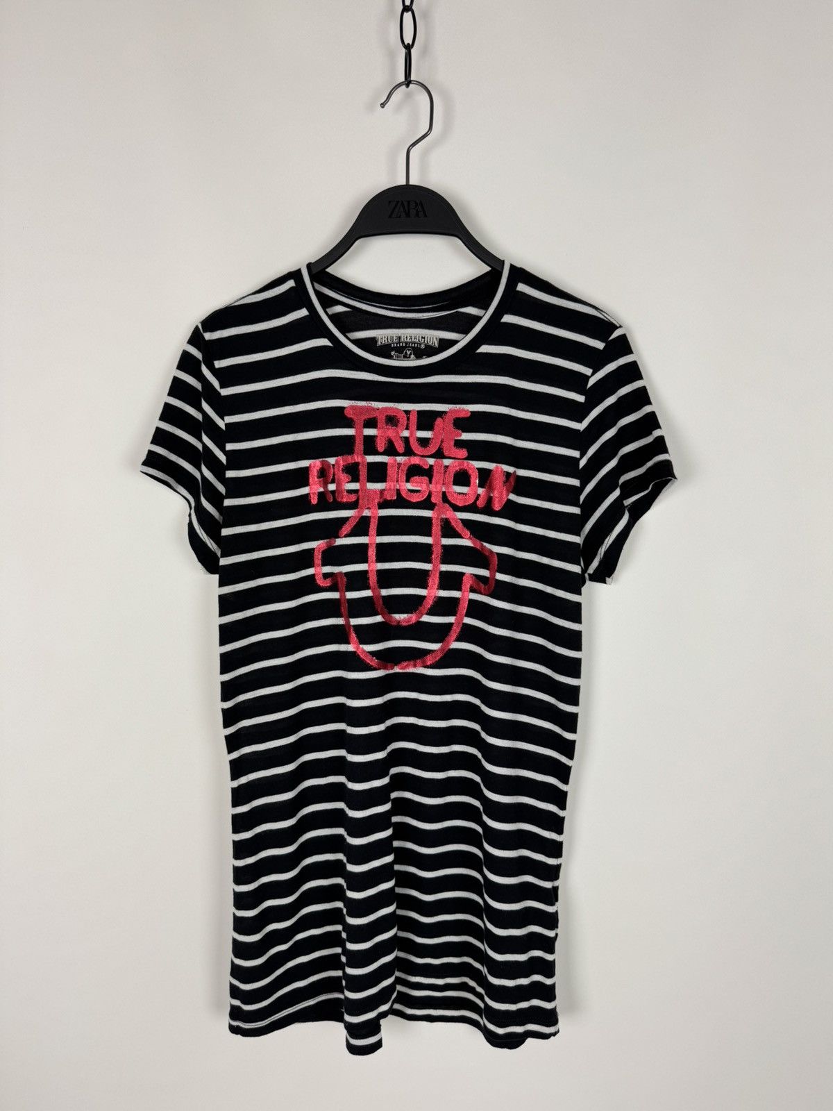 True Religion True Religion HS Stencil Logo Striped T-Shirt Size L / US 10 / IT 46 - 1 Thumbnail
