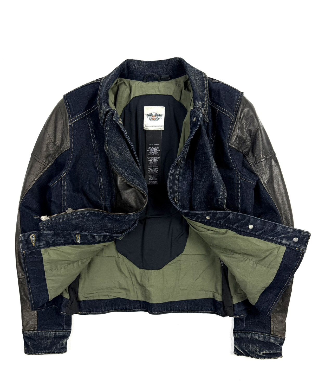 Harley Davidson Harley Davidson Vintage Buffalo Leather Denim Biker Jacket Size M / US 6-8 / IT 42-44 - 3 Thumbnail