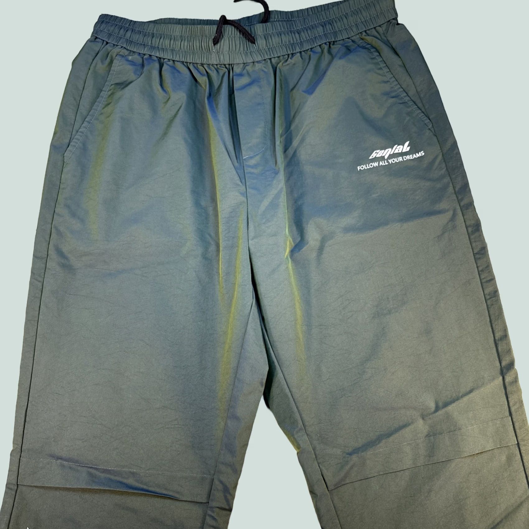 Olive Genlab Olive Green Track Pants Nylon Athletic Joggers Streetwear Mens L Size US 33 - 1 Thumbnail