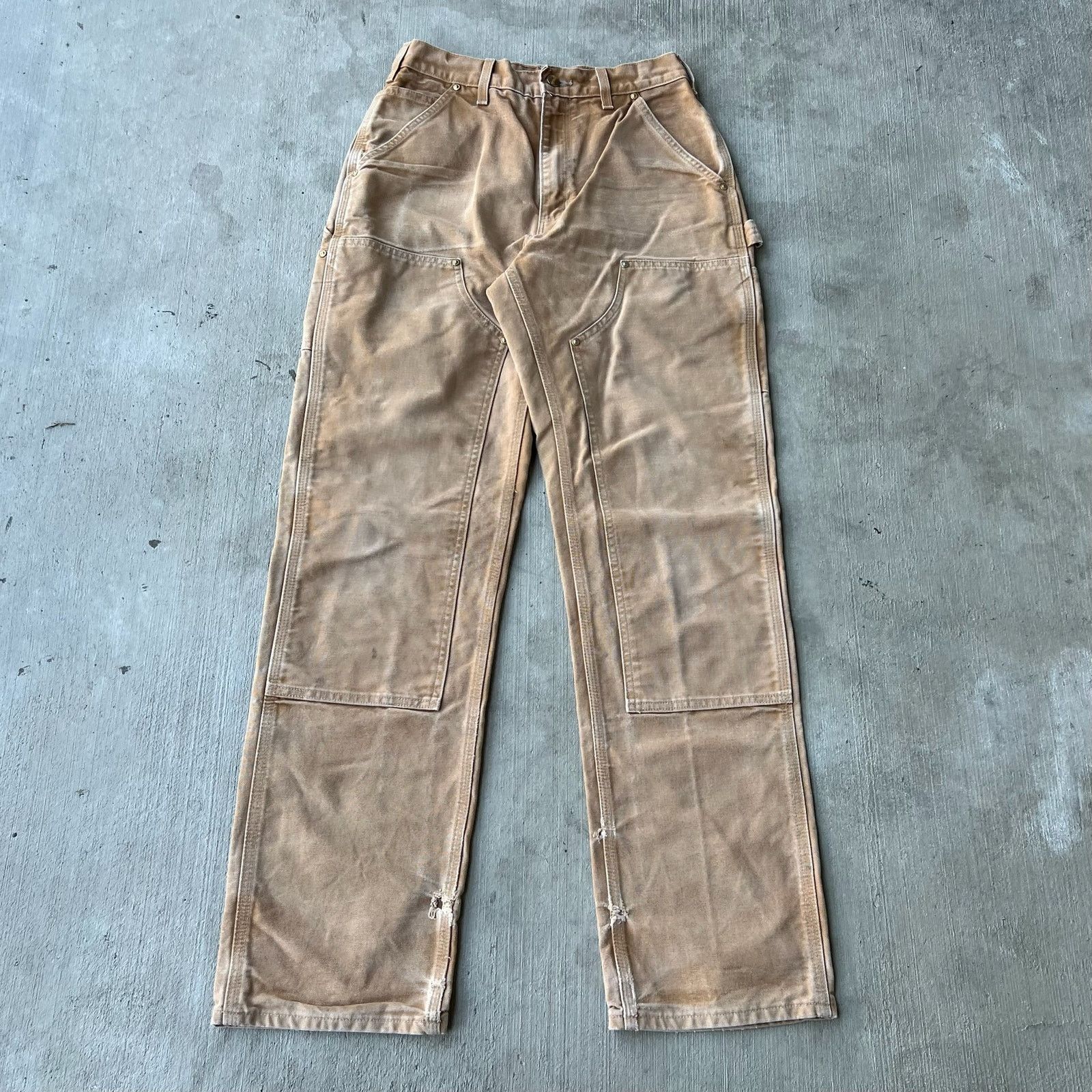 Carhartt faded brown double knee work wear carpenter pants