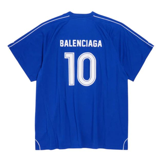 Balenciaga o1bcso1str0326 Soccer Oversized T-Shirt in Blue Size US M / EU 48-50 / 2 - 2 Thumbnail