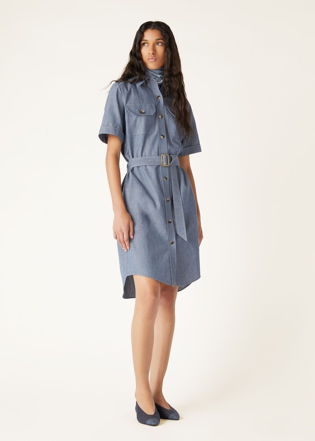 Loro Piana o1srvl11e0825 FAO6443 Annalisa Midi Dress in Blue Size XS / US 0-2 / IT 36-38 - 2 Thumbnail