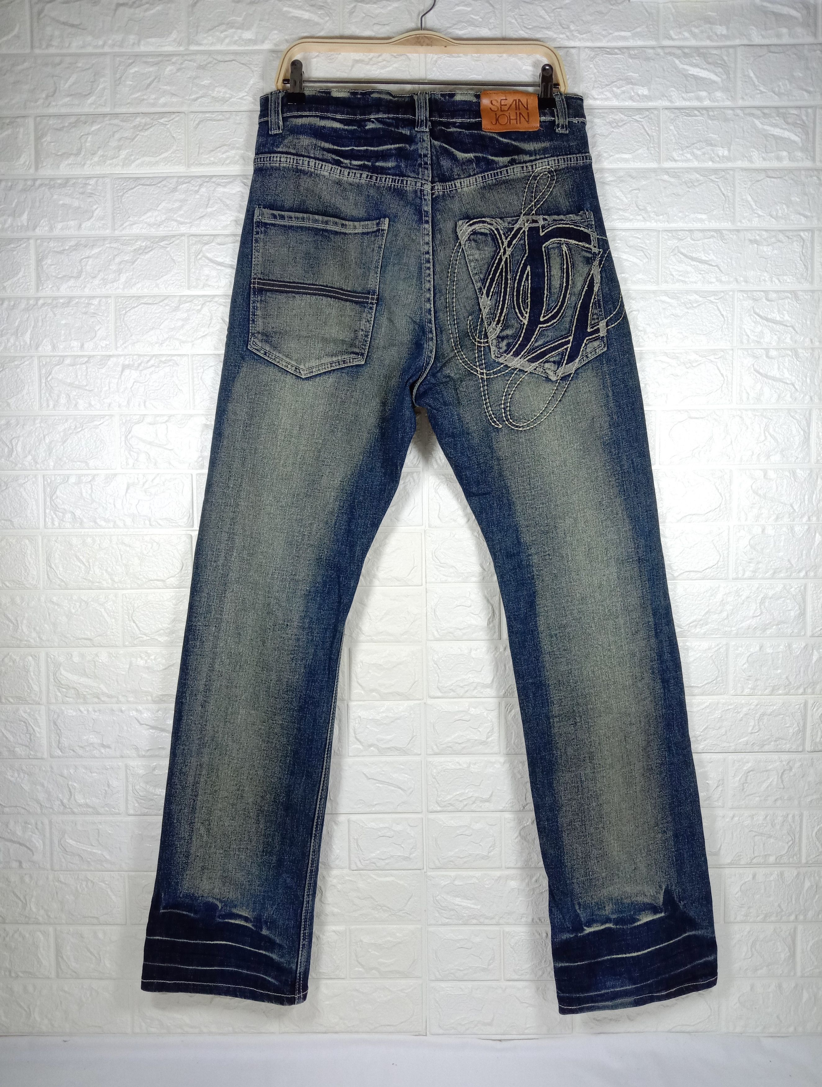 Sean John Sean John Big Logo Distressed Design Jeans Rusty Blue Denim Size US 34 / EU 50 - 5 Thumbnail