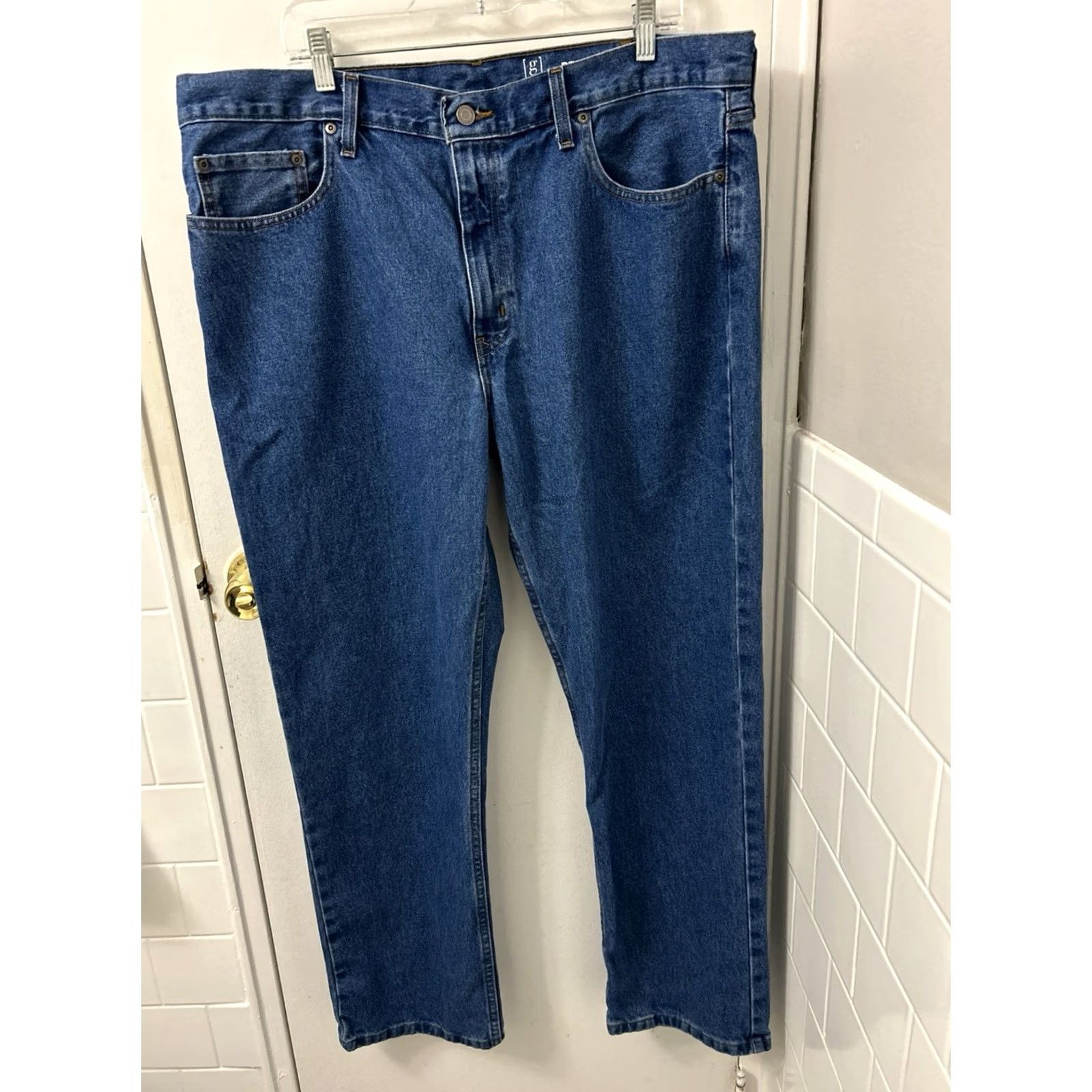 George George Jeans Mens 40x32 Blue Regular Fit Denim Pants Straight Leg 5-Pocket Zipper Button INSEAM 32 YKK Size US 40 / EU 56 - 6 Thumbnail