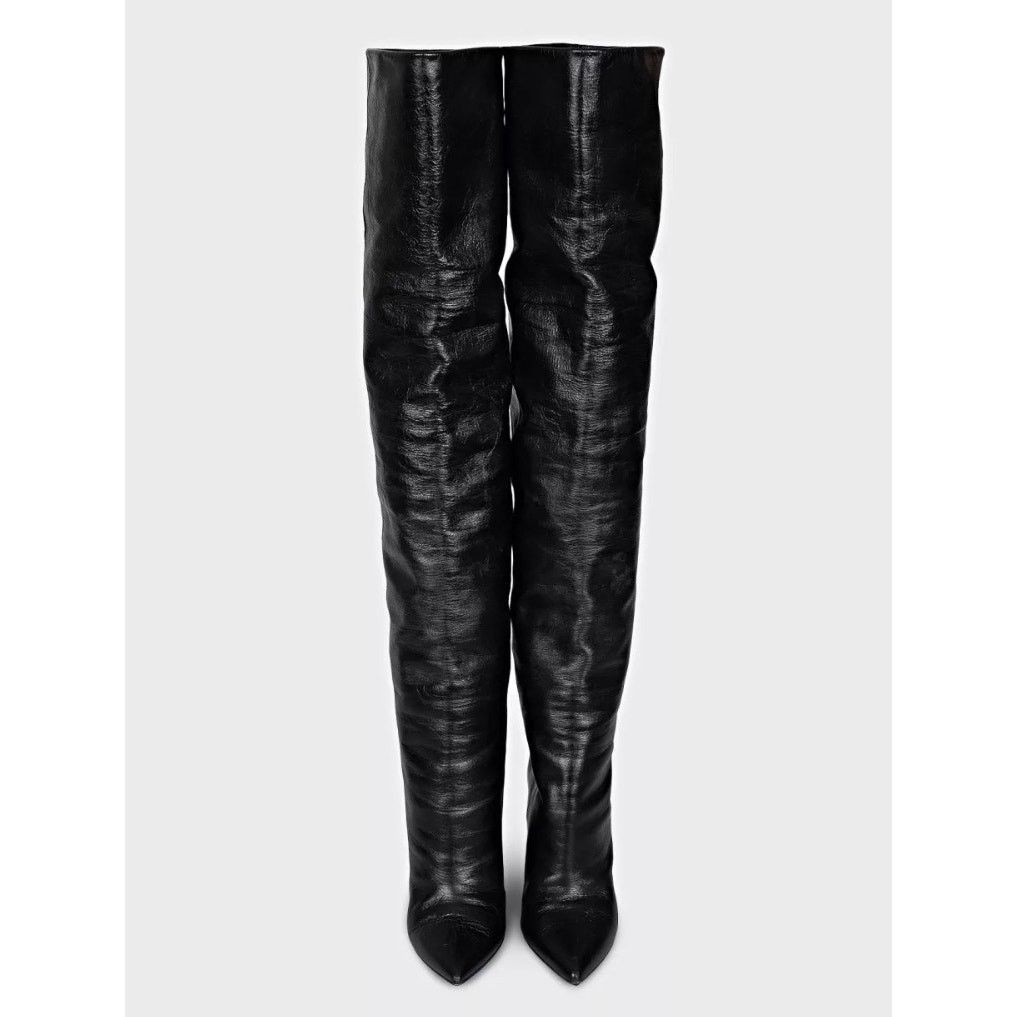 Saint Laurent Paris Saint Laurent Niki Black Leather Over-the-Knee Boots Sz.38 Size US 8 / IT 38 - 3 Thumbnail