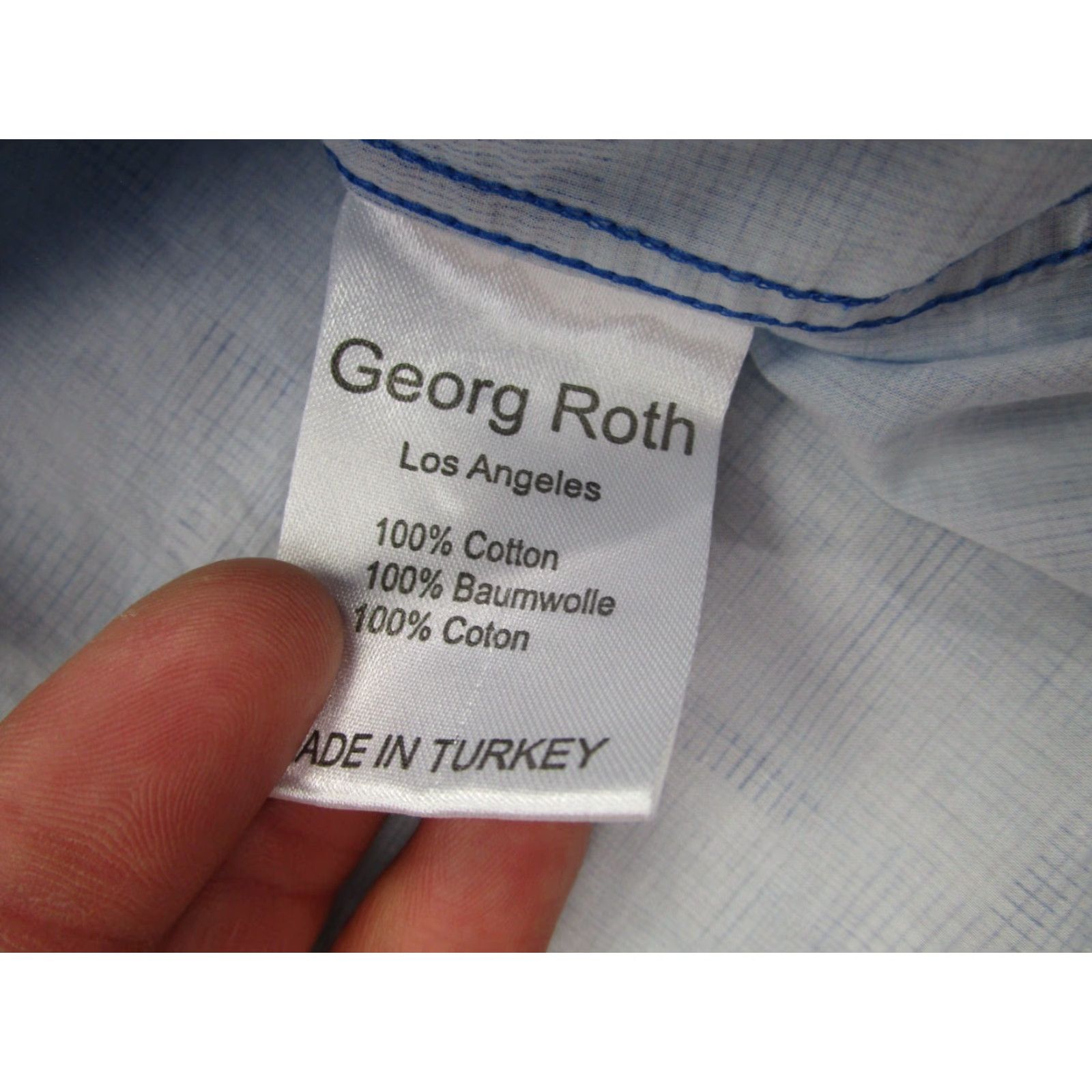 George Georg Roth Shirt Mens Medium Blue Check Plaid Artsy Water Color Long Sleeve Size US M / EU 48-50 / 2 - 6 Thumbnail