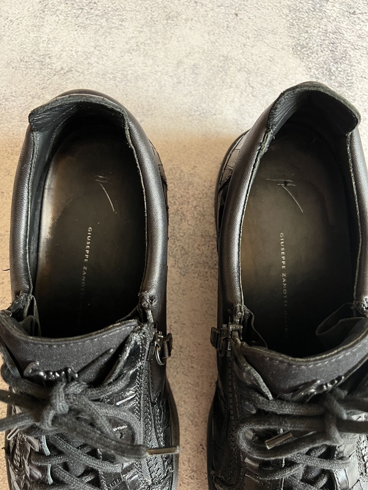 Giuseppe Zanotti × Vintage Giuseppe Zanotti Snake skin leather zip sneakers shoes Size US 13 / EU 46 - 8 Thumbnail