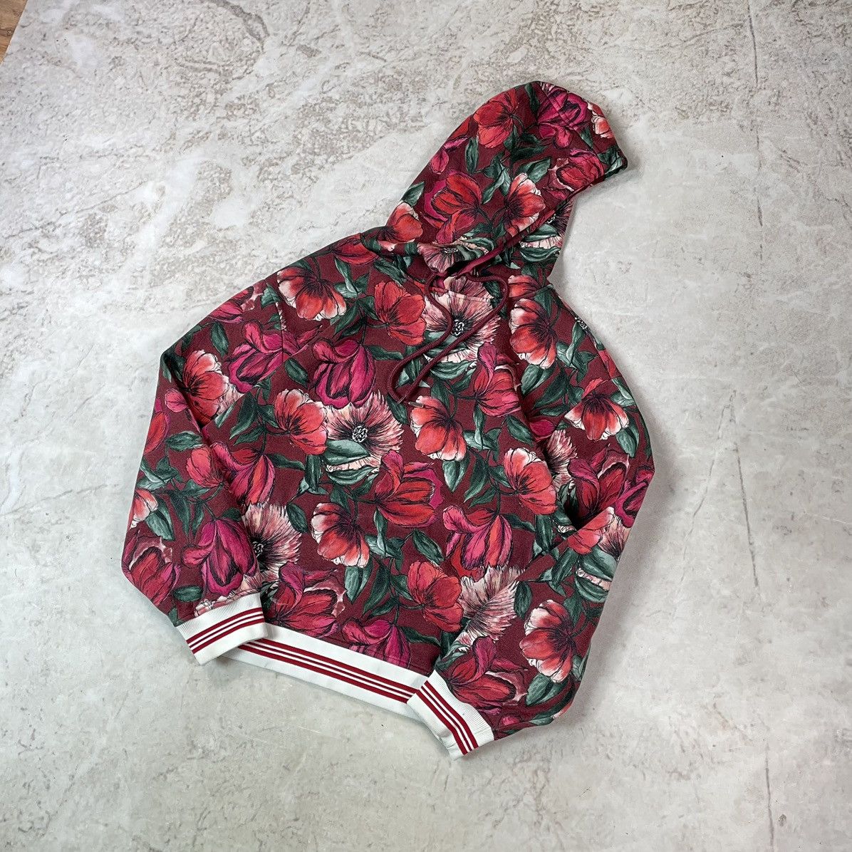 Sandro Sandro Paris Floral Print Viscose Burgundy Hoodie Size XS / US 0-2 / IT 36-38 - 1 Thumbnail