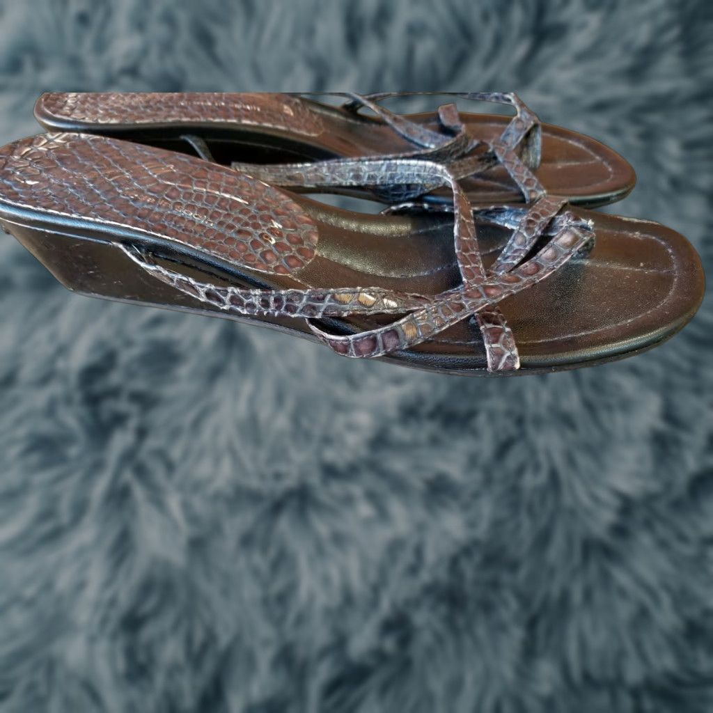 Donald Pliner VINTAGE Donald J. Pliner Womens Platform Slide Sandal 8.5 M Brown Farro Size US 9 / IT 39 - 1 Thumbnail