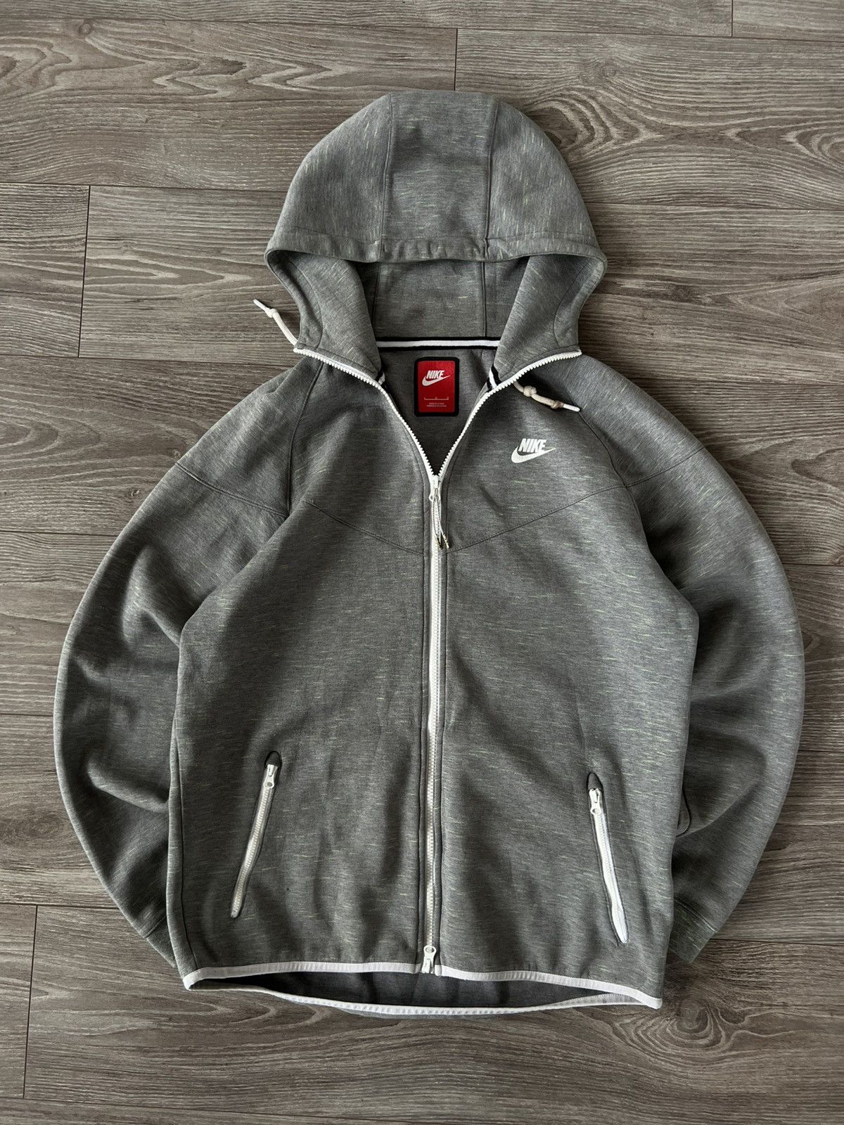 Designer × Nike ‼️Nike Tech Fleece Gray/Green Monochrome Zip Hoodie‼️ Size US L / EU 52-54 / 3 - 1 Thumbnail