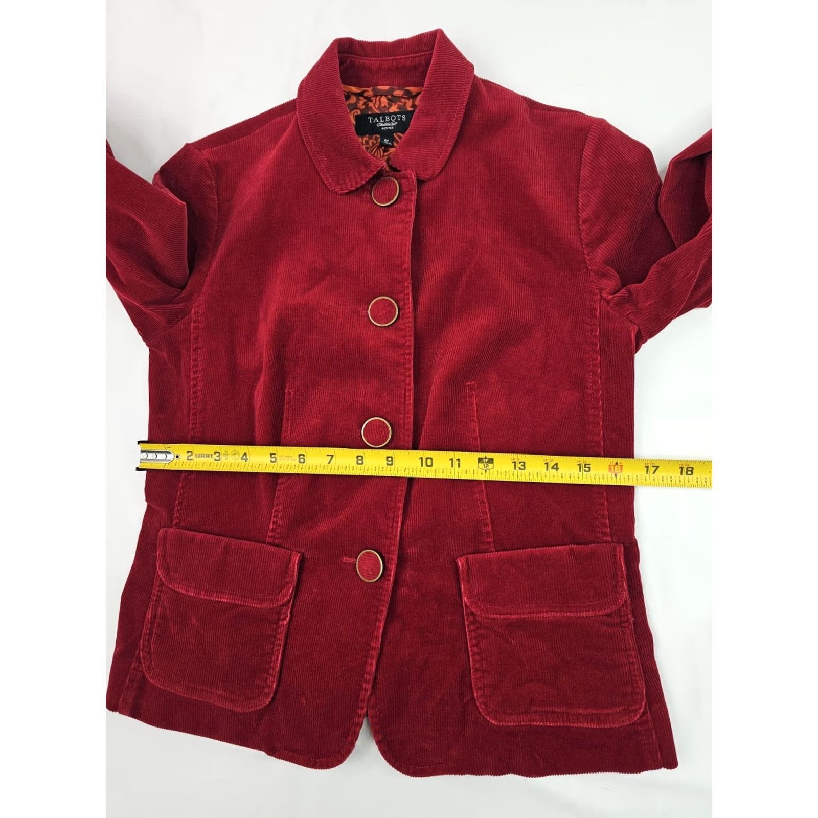 Talbots Talbots Corduroy Blazer Jacket Women 6P Petite Red Button Front Fully Lined Casual Business Workwear Travel Women Jeans? Size M / US 6-8 / IT 42-44 - 7 Thumbnail