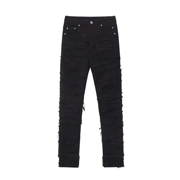 Japanese Brand VIBE High street eroded draped cut multi-patch jeans Size US 31 - 3 Thumbnail