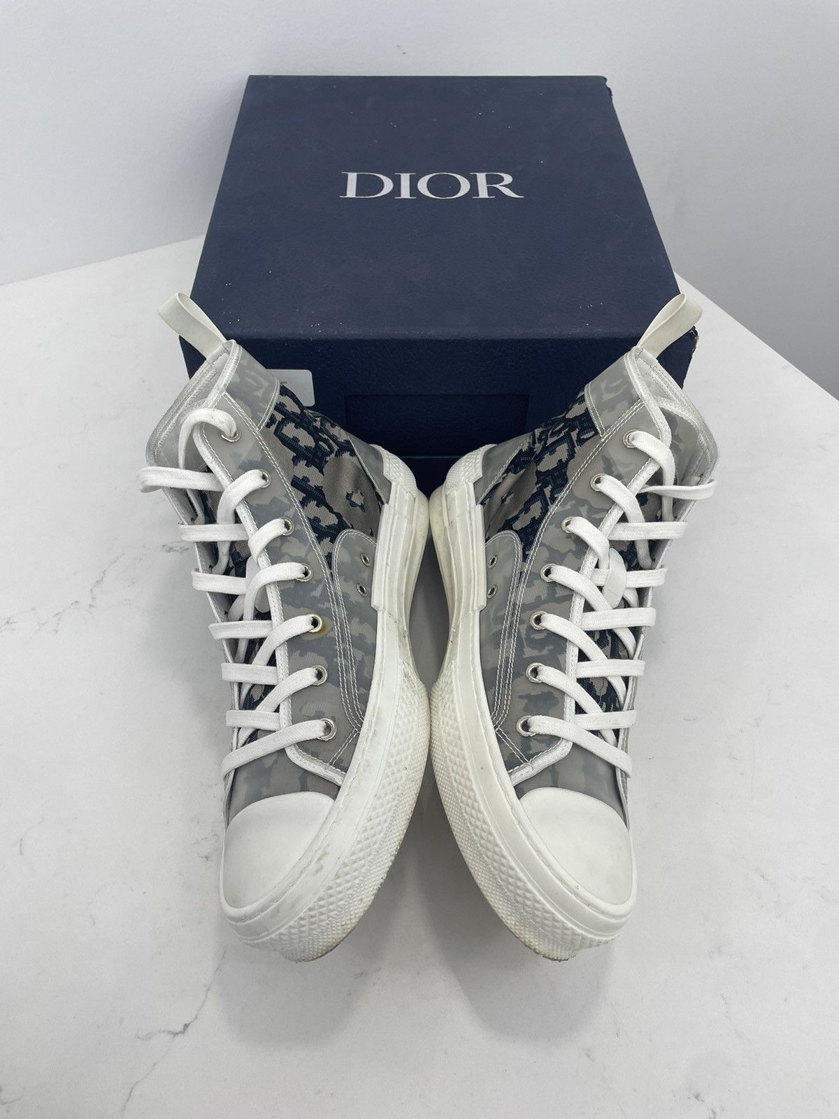 Dior Hi-top Dior B23 Grey, white, and navy blue Size US 9 / EU 42 - 3 Thumbnail