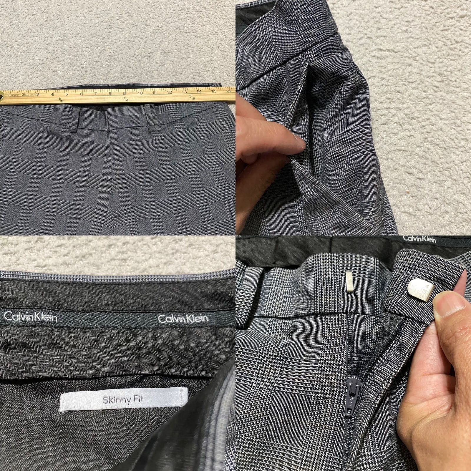 Calvin Klein Calvin Klein Dress Pants Slim Straight Gray Plaid Mens 30x32 Flat Front Business Dress Pants Size US 30 / EU 46 - 8 Thumbnail