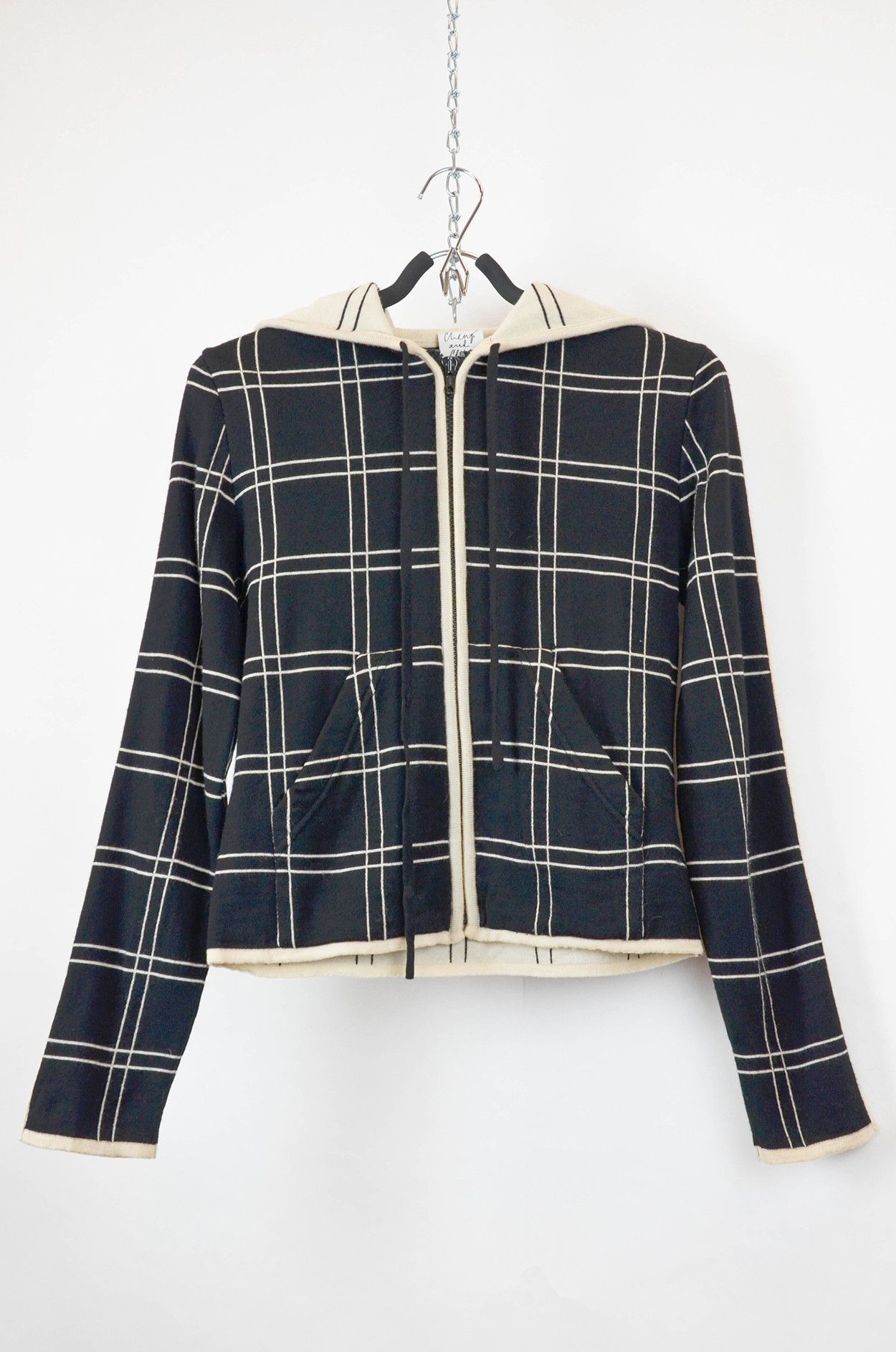 Moschino Vintage Checked Zip-Up Hoodie size M