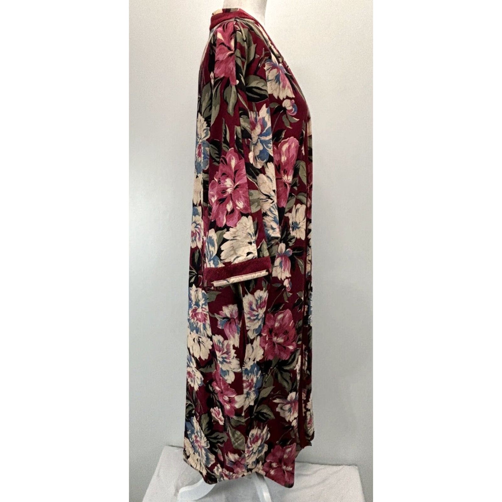 Vintage VINTAGE Cypress Floral Robe Women's Medium Red Cotton Blend 1980s Size ONE SIZE - 4 Thumbnail