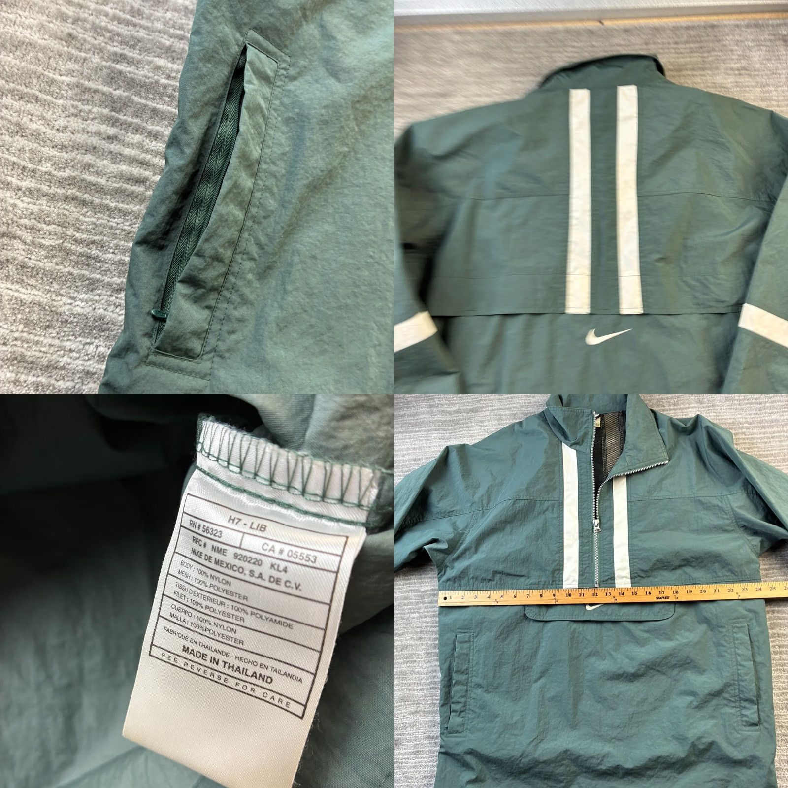 Nike VINTAGE Nike Jacket Mens Large Green Windbreaker Hoodie Track Kangaroo Pocket Size US L / EU 52-54 / 3 - 8 Thumbnail