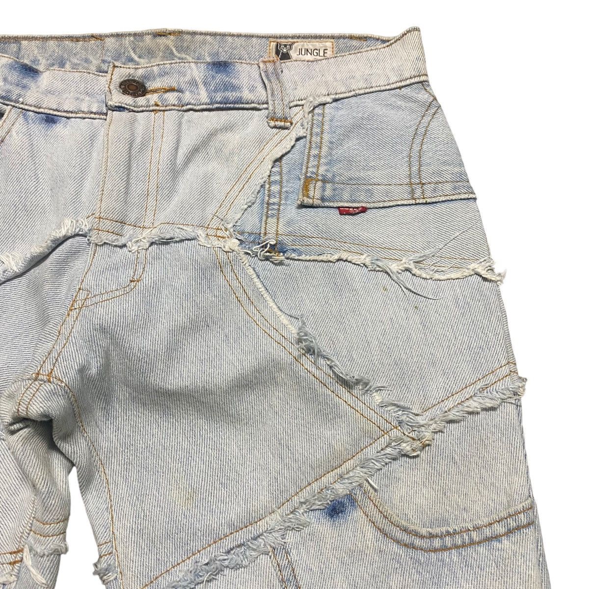 Japanese Brand JUNGLE CAT Reworked Recylce Paper Denim Flare Jeans Size US 28 / EU 44 - 5 Thumbnail