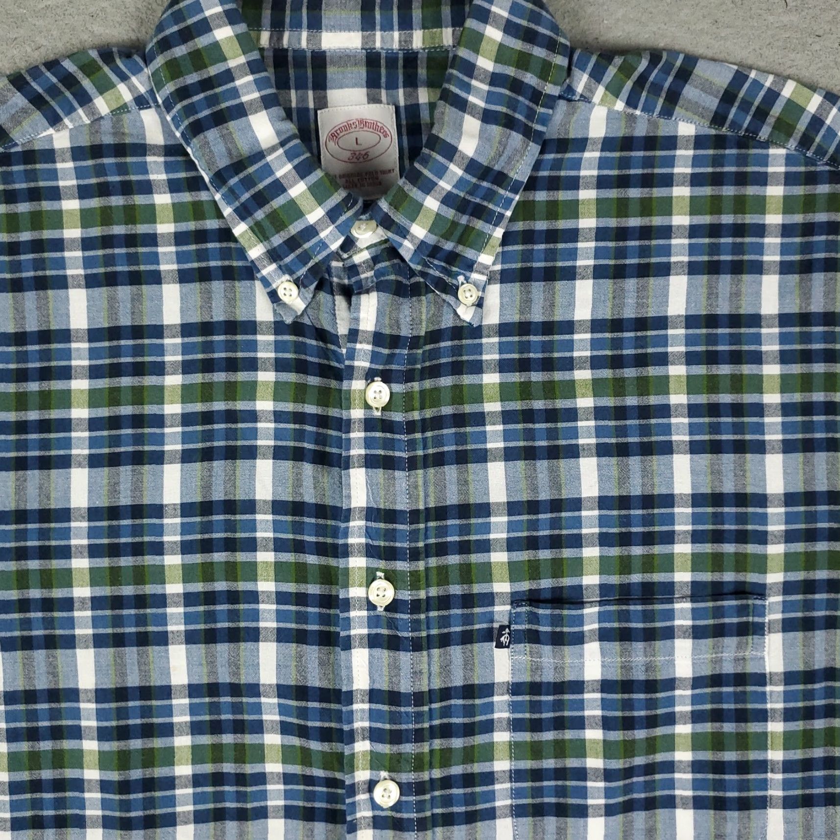 Brooks Brothers Brooks Brothers Shirt Mens Large Blue Plaid Casual Button Up Short Sleeve Size US L / EU 52-54 / 3 - 2 Thumbnail
