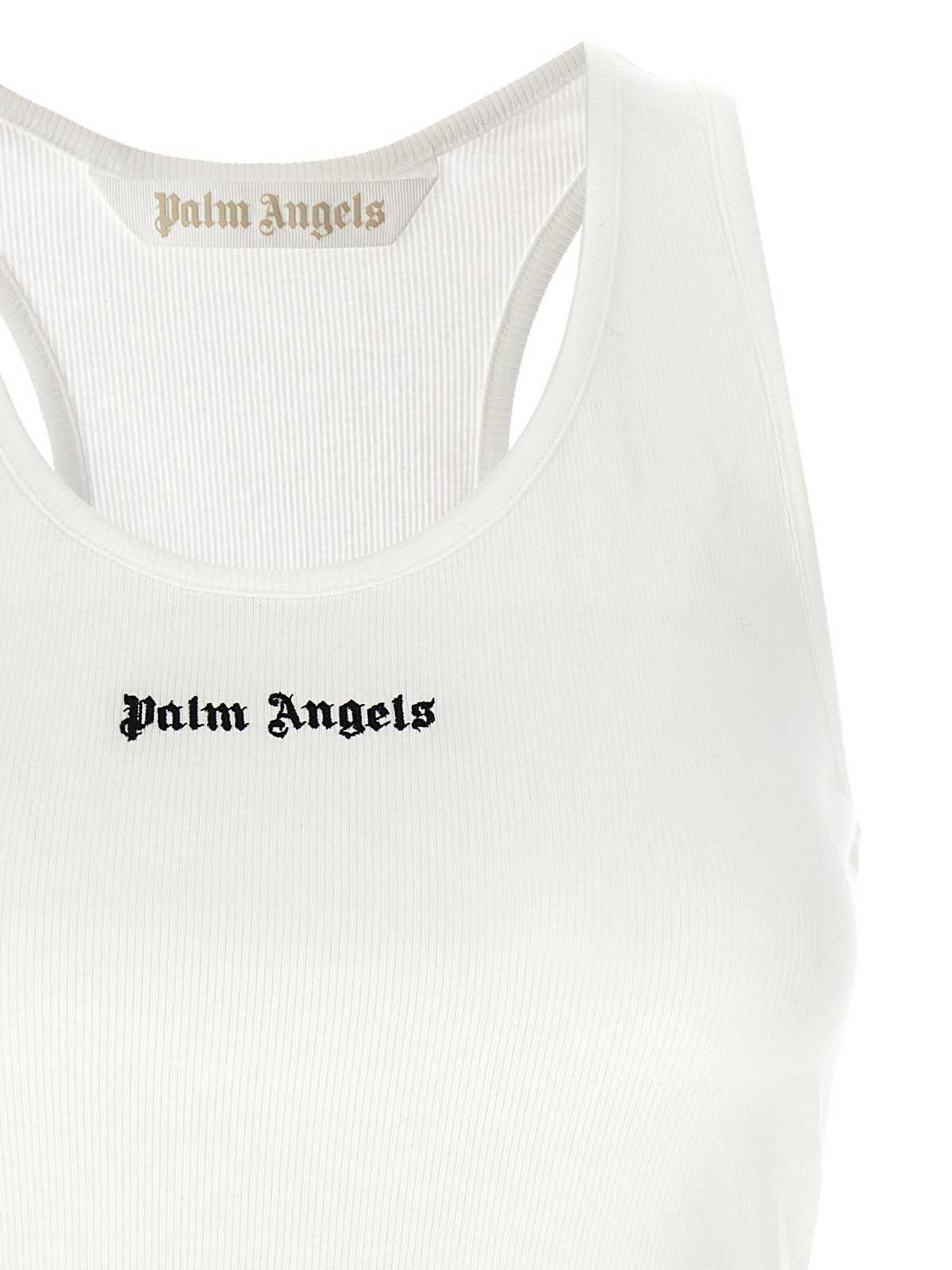 Palm Angels o1gr1nt0425 Classic Logo Ribbed Tank Top in White Size L / US 10 / IT 46 - 3 Thumbnail