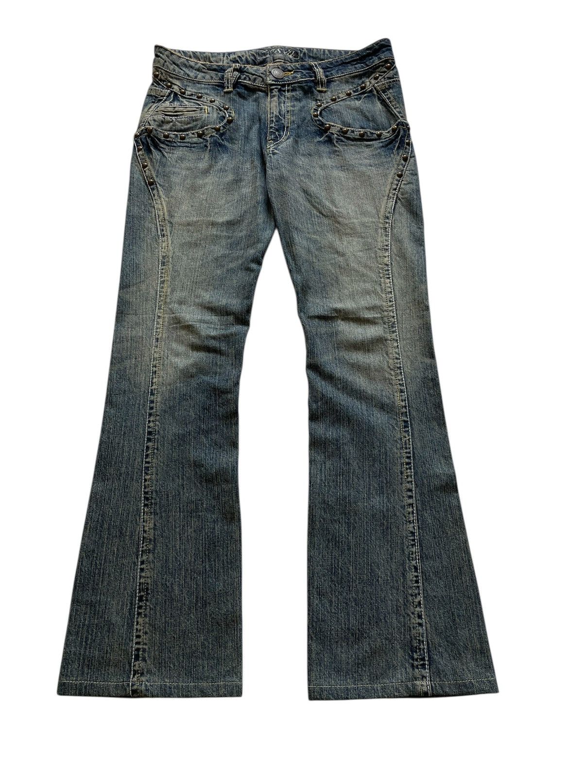 Japanese Brand OFFER!!Very Rare Vintage Casva Stub Flare Jeans Size US 32 / EU 48 - 1 Thumbnail