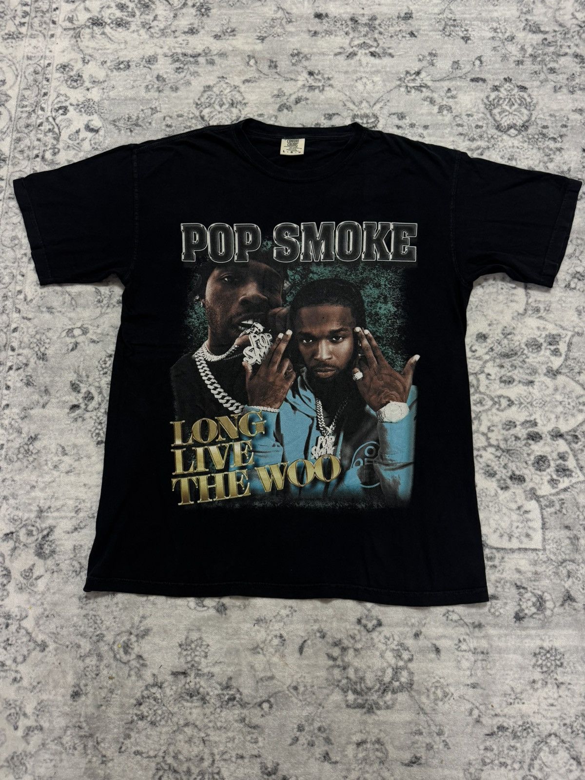Rap Tees POP SMOKE LONG LIVE THE WOO HIP HOP TEE Size US L / EU 52-54 / 3 - 1 Thumbnail
