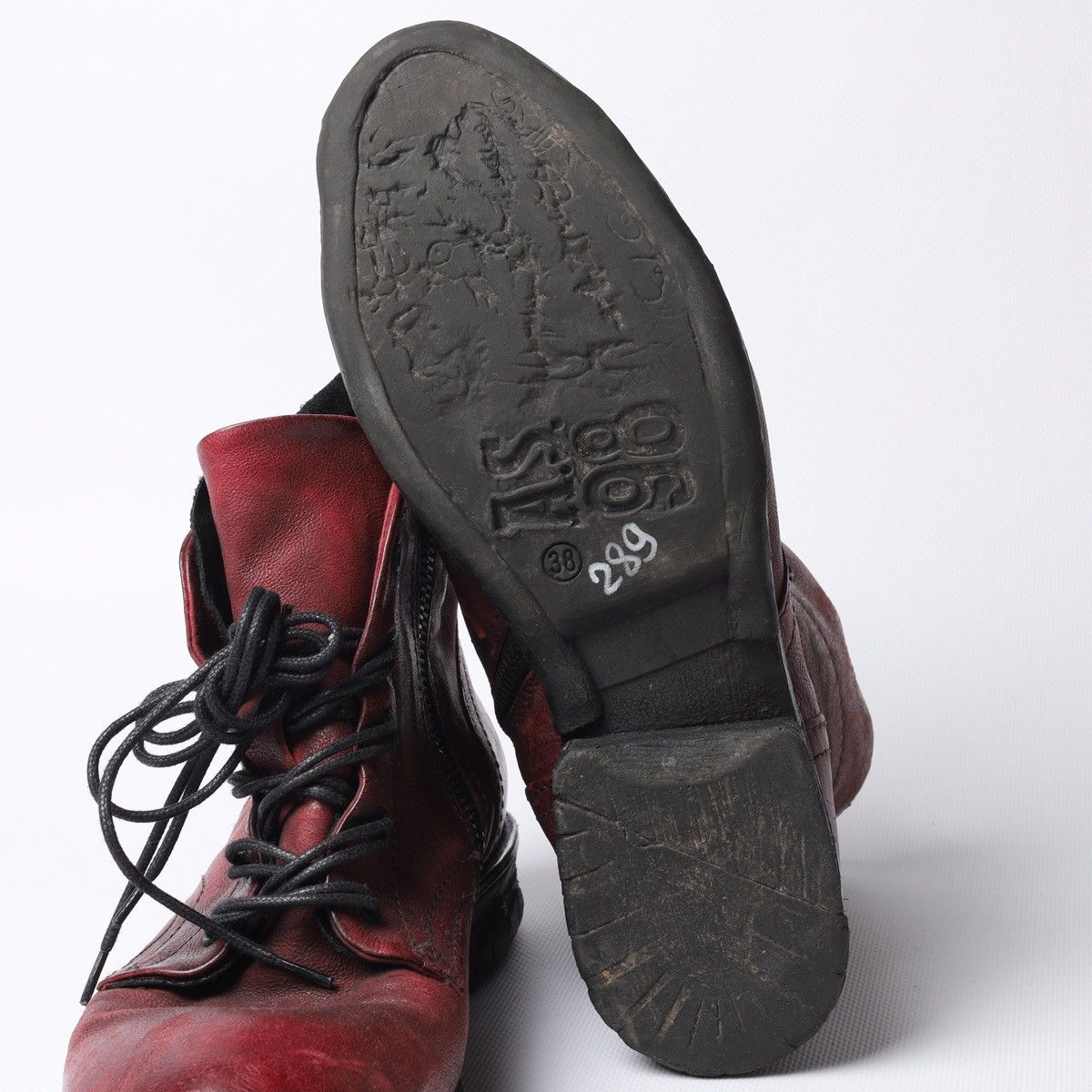 A.S.98 A.S.98 Leather Ankle Boots Western Zip Avantgarde Red Shoes Size US 8 / IT 38 - 12 Thumbnail
