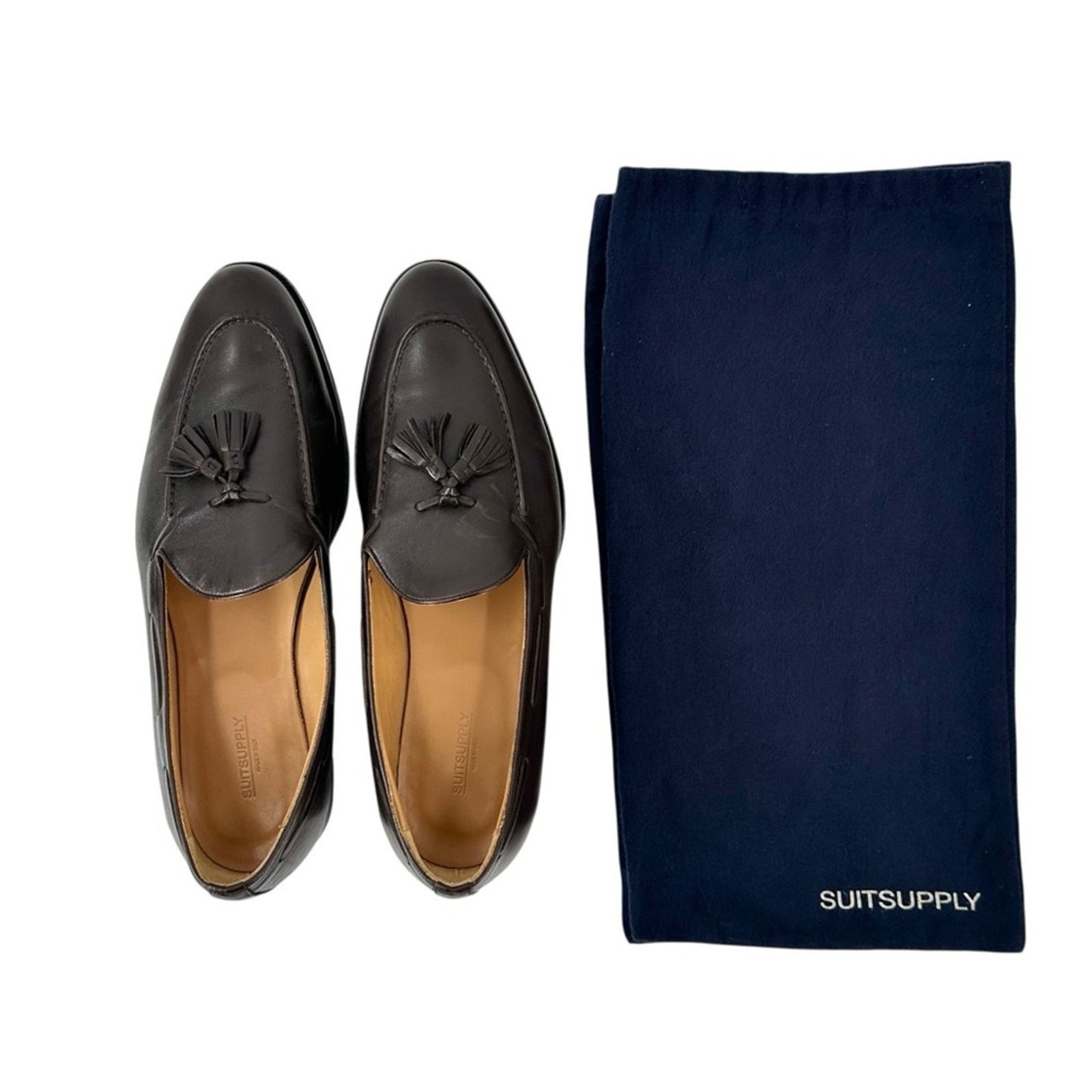 Suitsupply Dark Brown Smooth Leather Slip On Tassel Loafers Dress Shoes Size US 11 / EU 44 - 10 Thumbnail