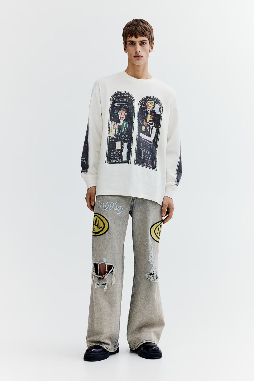 H&M × Jean-Michel Basquiat × Who Decides War Who Decides War bootcut loose jeans H&M x Basquiat x Ev&Tela Size US 31 - 5 Thumbnail