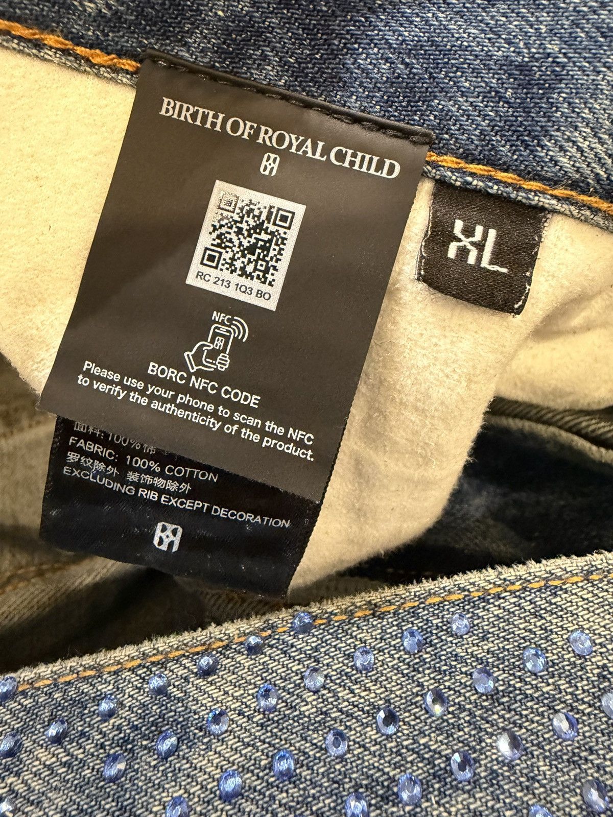 Birth of Royal Child Birth of Royal Child Blue Rhinestone Denim Jeans Size US 36 / EU 52 - 4 Thumbnail