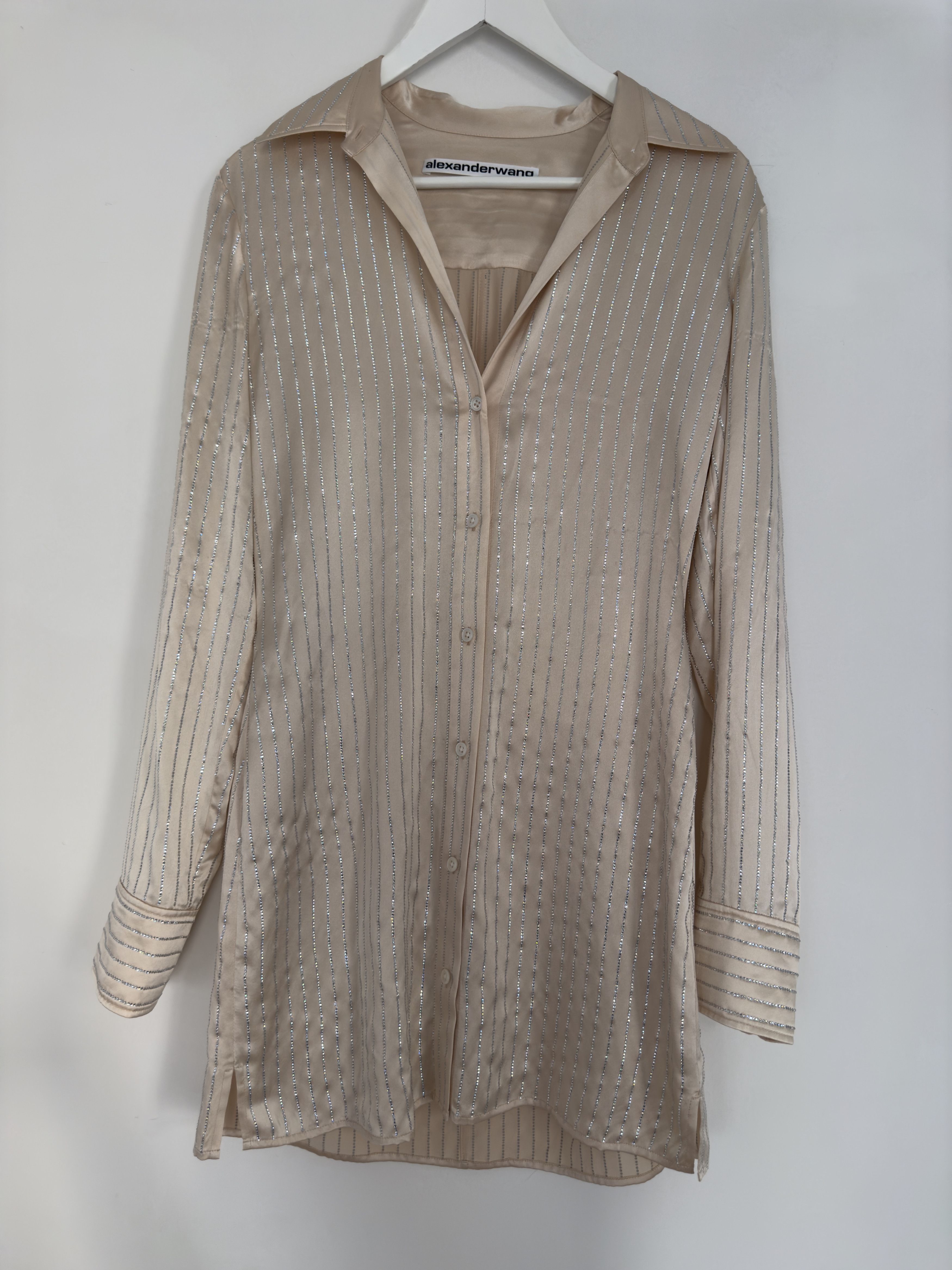 Alexander Wang Alexander Wang Slim Fit Silk Crystal Stripe Shirt/ Dress Size S / US 4 / IT 40 - 2 Thumbnail
