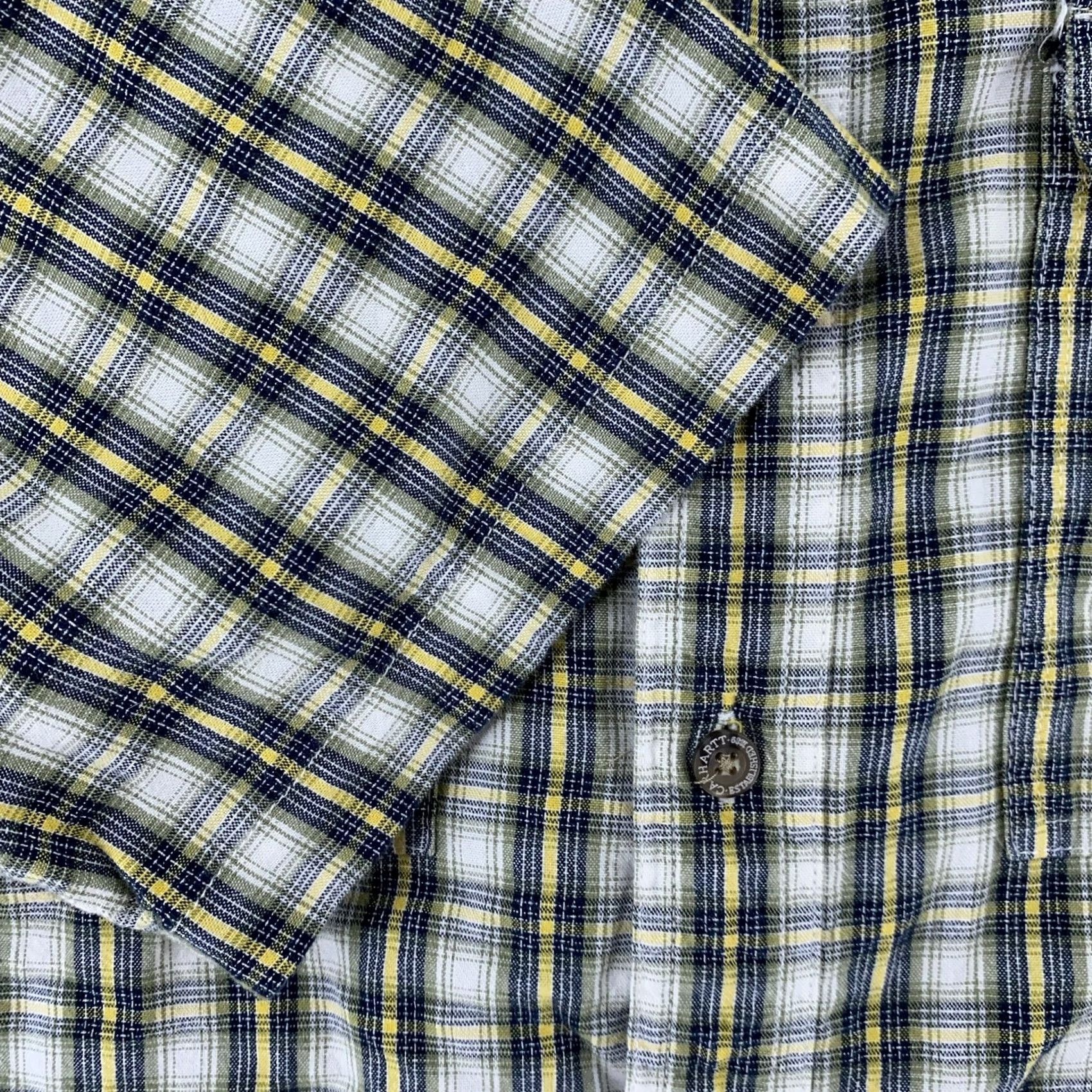 Carhartt Carhartt Shirt Mens Medium Yellow Blue Plaid Short Sleeve Button Up Cotton Work Size US M / EU 48-50 / 2 - 3 Thumbnail
