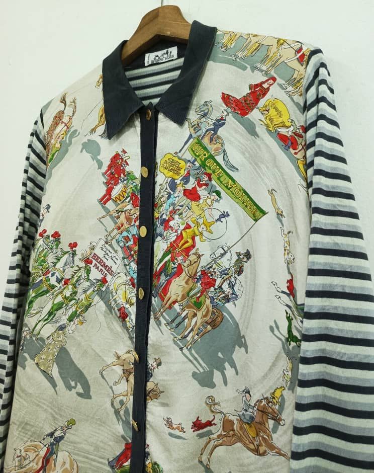 Hermes 80s Hermes Cirque Mollier Phillip Dumas Blouse Silk Cotton Size M / US 6-8 / IT 42-44 - 7 Thumbnail